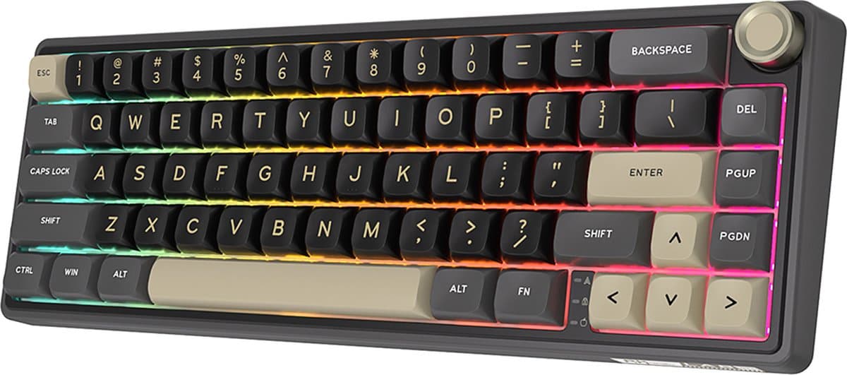 Royal Kludge RKR65 - RGB Mechanisch Gaming Toetsenbord - Foam Touch - Hot Swappable Switch - Phantom - Chartreuse Switches - Inclusief Stofkap