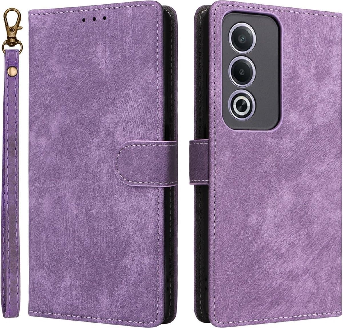 Coverup Hoesje - Geschikt voor OPPO A80 Hoesje - Coverup Book Case met Koord - Paars