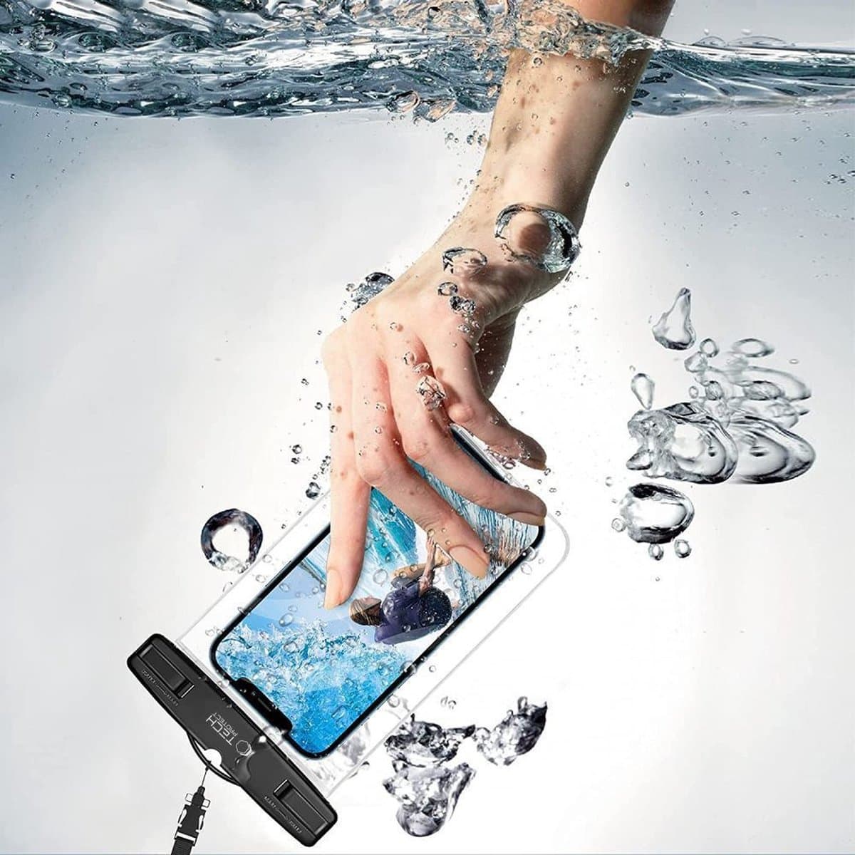 TECH-PROTECT - UWC7 - UNIVERSELE WATERDICHTE BEHUIZING 6,9 INCH ZWART/ORANJE