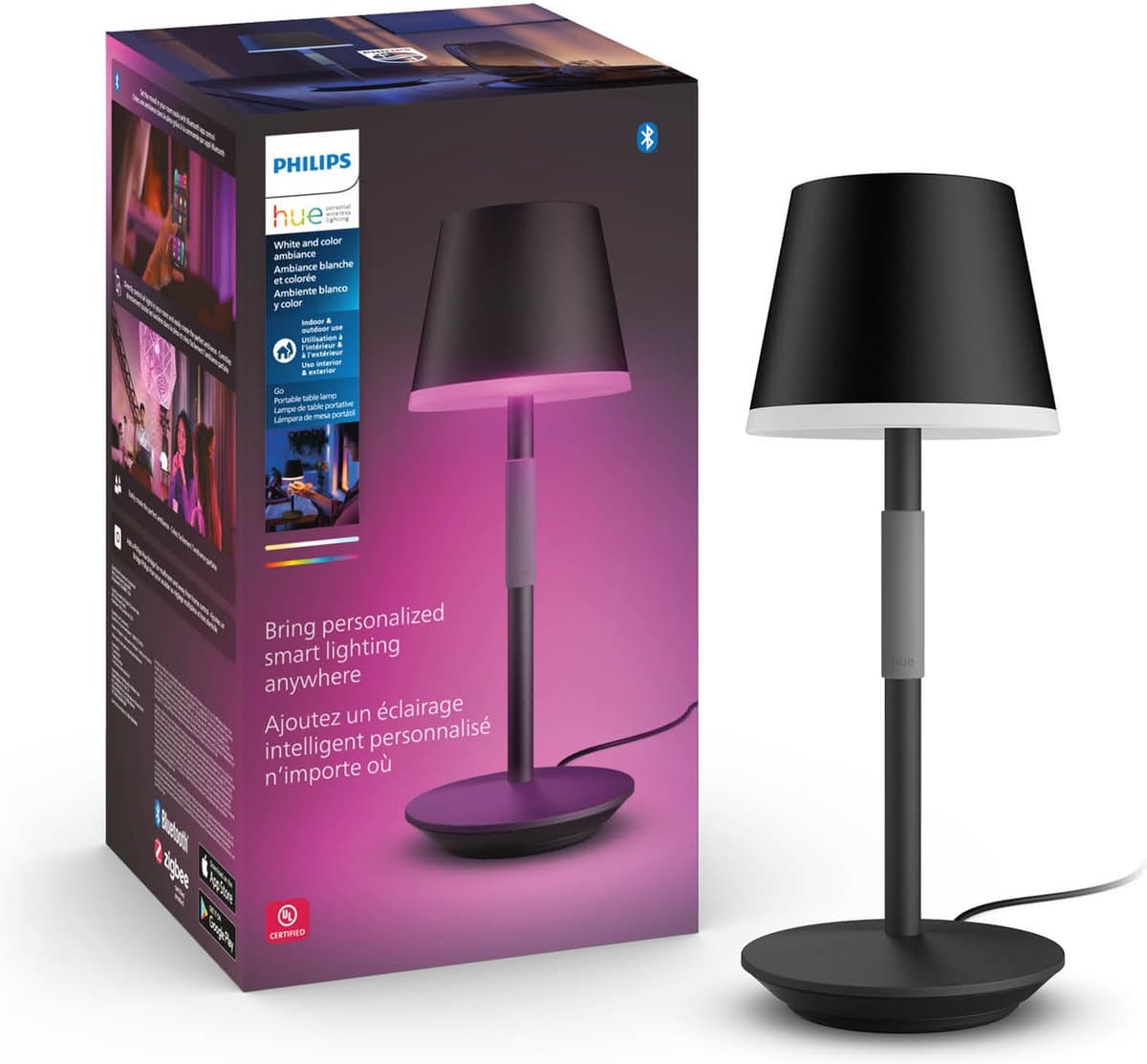 Philips Hue Go tafellamp - White and Color - zwart