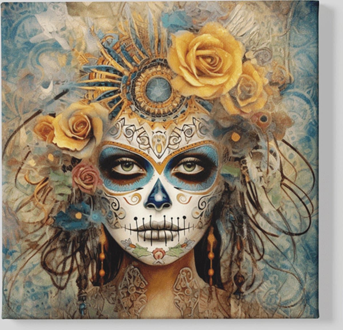 Vierkant Canvas Schilderij - Wall Art - Dia de Los Muertos - 60x60x2 cm