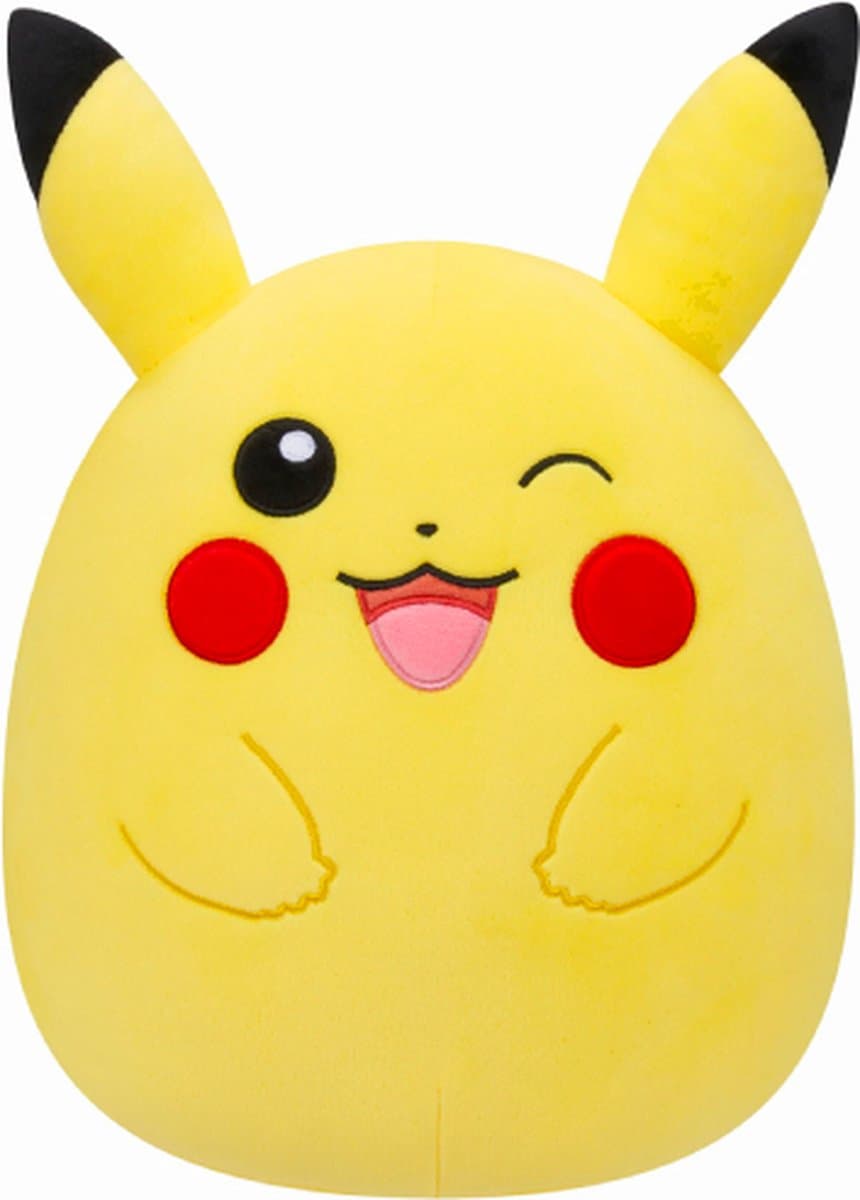 Pikachu Knipoog Squishmallow Pokémon Pluche Knuffel 35 cm