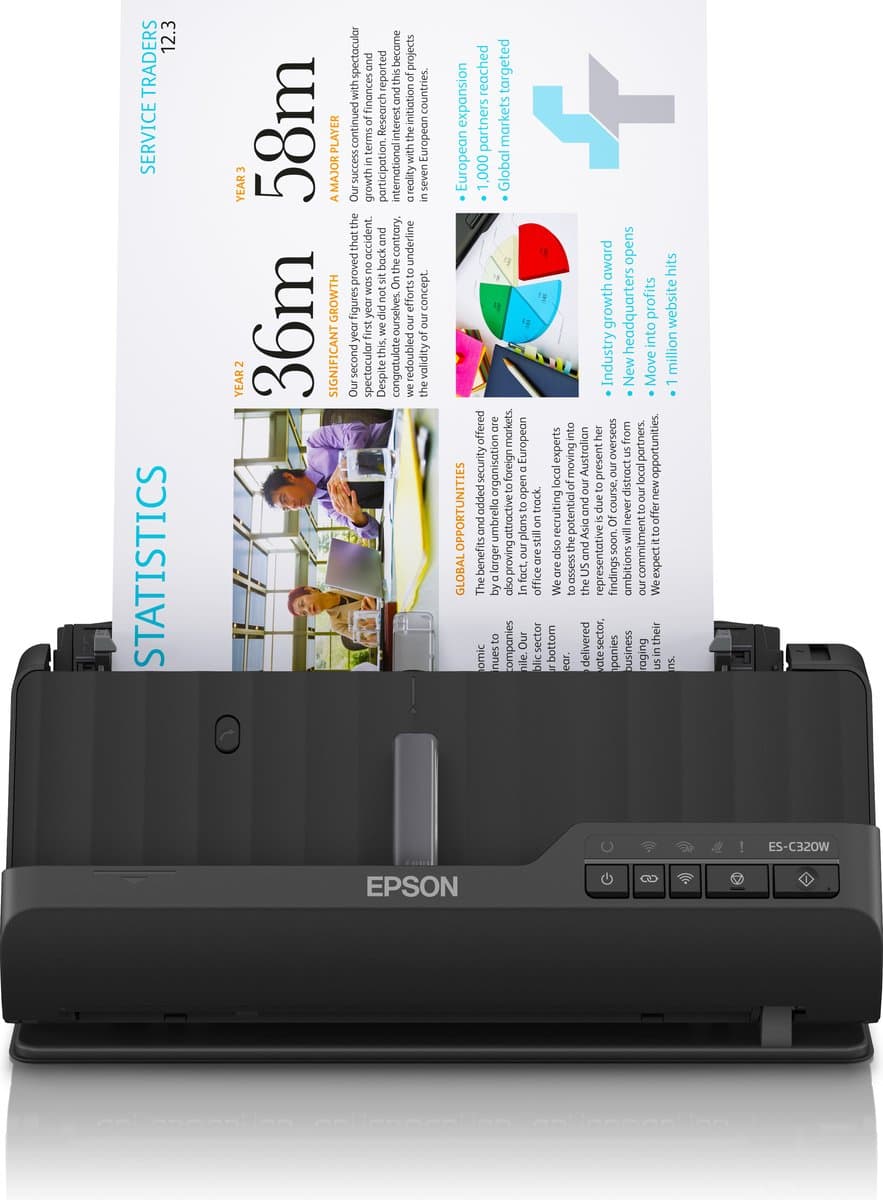 Epson ES-C320W A4-documentscanner, 600 x 600 DPI, zwart