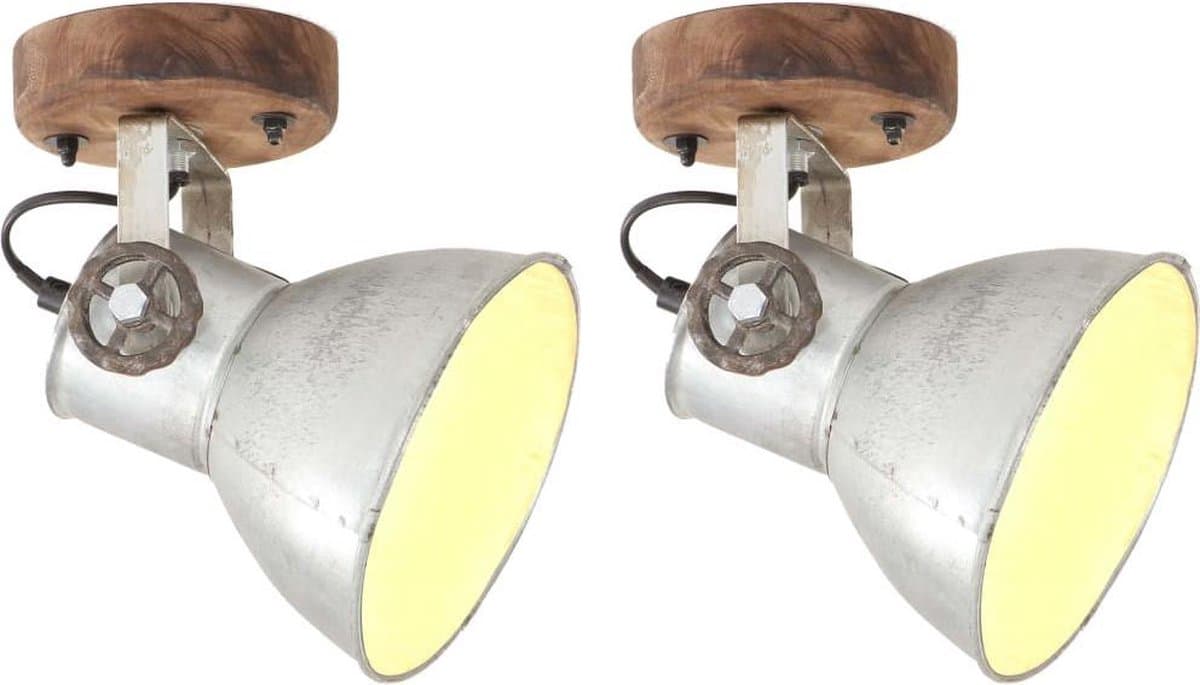Vida Wand-/Plafondlampen Set - Industriële stijl, zilver&bruin, 20 x 25 cm