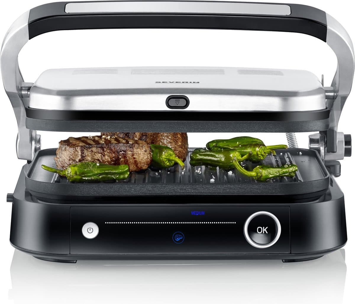 Severin KG 2395 - SEVINI Pro contactgrill - 7 automatische programma's, 230°C, ILAG anti-aanbaklaag