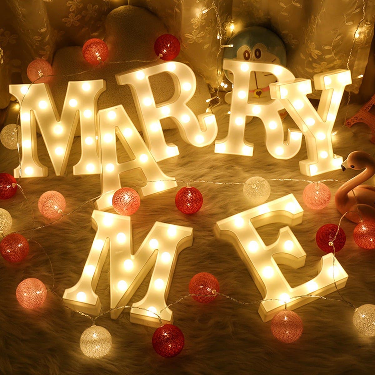 Lichtgevende Letters Marry Me - 16 cm - Wit - LED