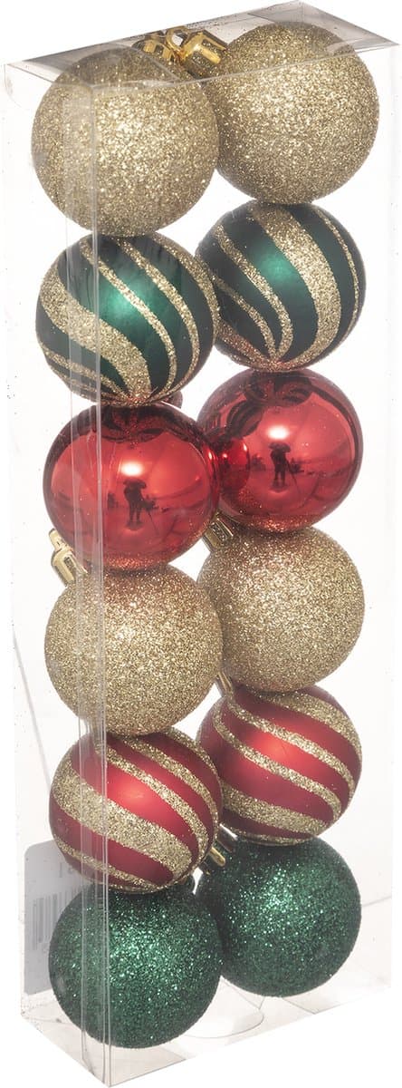 Feeric Kerstballen Set - 12 stuks, Multi, 4 cm