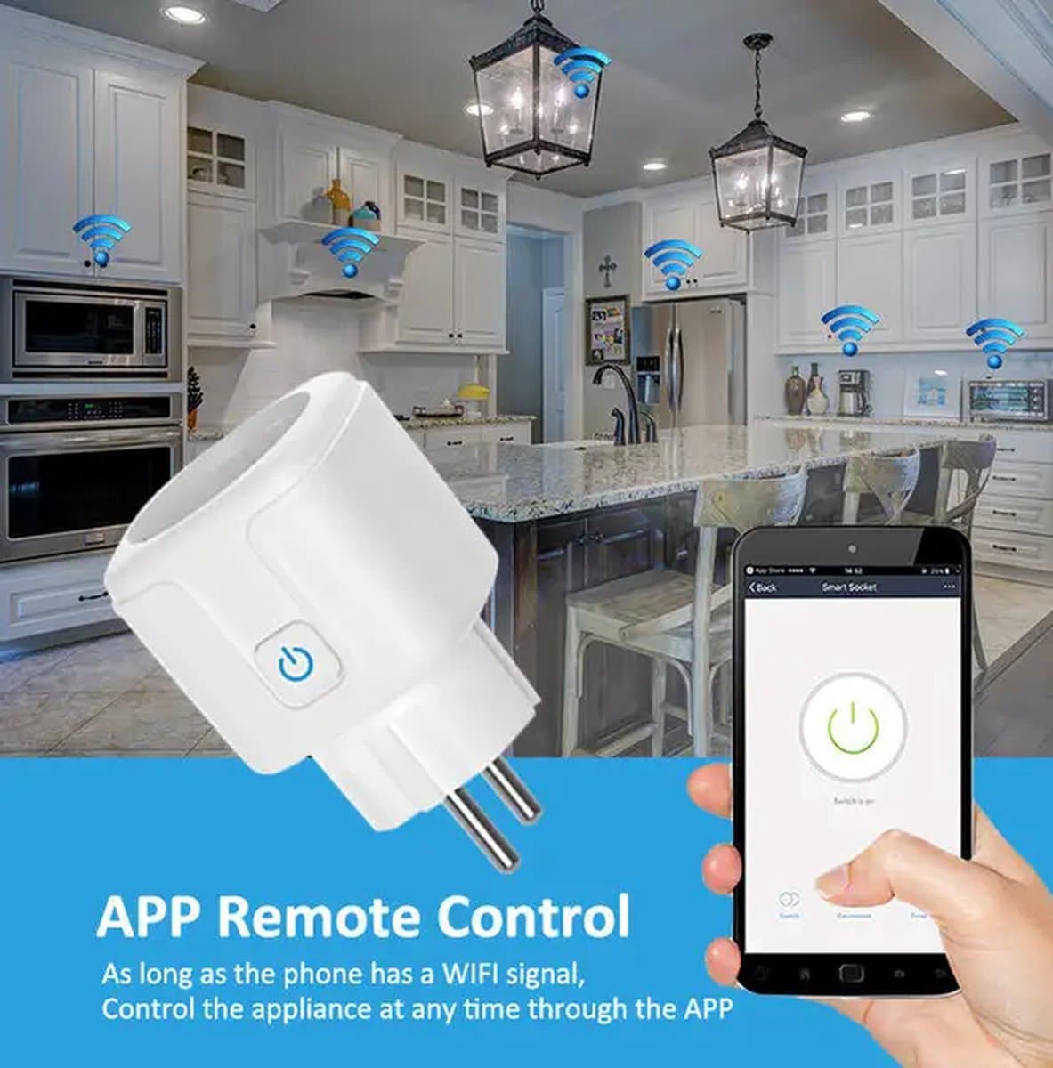 2 x Slimme stekker met wifi en Tuya-smartlife app wit. Smart plug Google Home & Amazon Alexa compatibel en smart things. Werkt met iOS en Android.