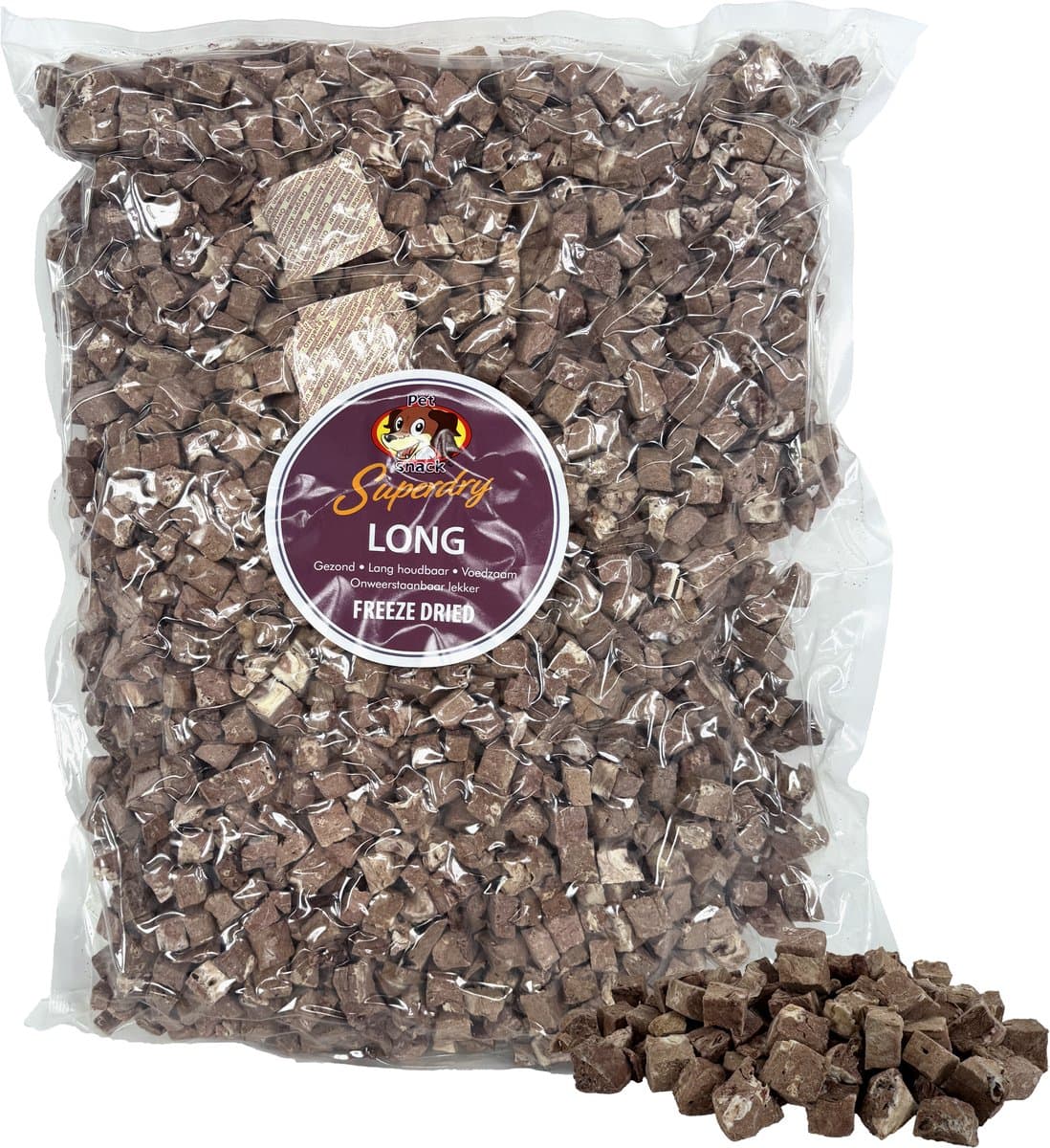Petsnack Superdry - Gevriesdroogde Runderlong 1kg - Graanvrij Beloningssnack voor de Hond
