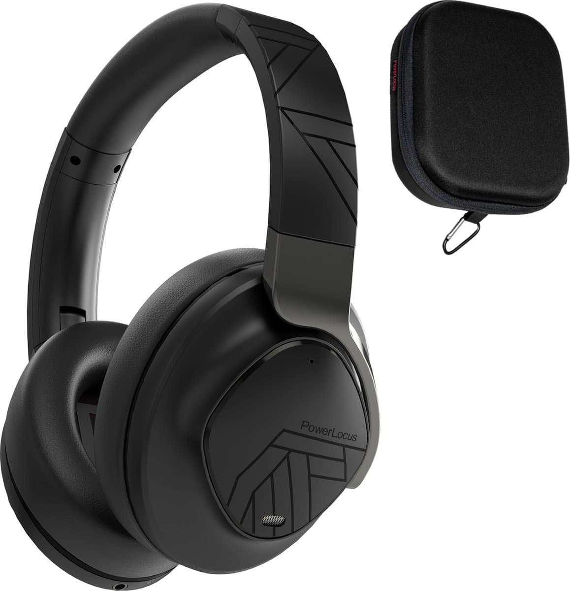 PowerLocus MoonFly Koptelefoon Over-Ear met Active Noise Cancelling, Draadloze Hoofdtelefoon, Voice Assistant Activation - Zwart Metaal