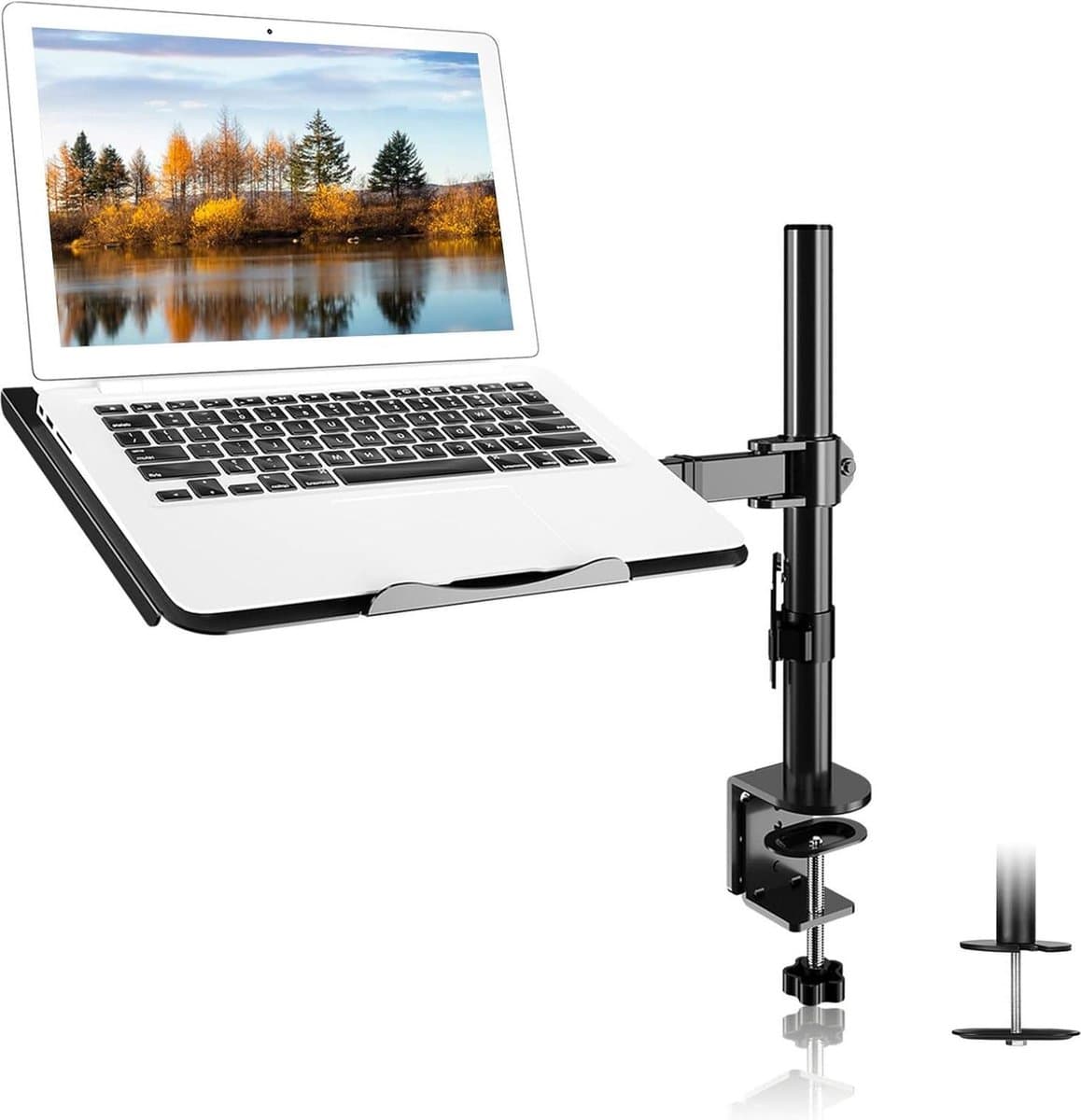 Monitorarm met Laptoplade en Notebook Stand voor 13" - 27" Schermen - 360° Roteren - 180° Zwenken