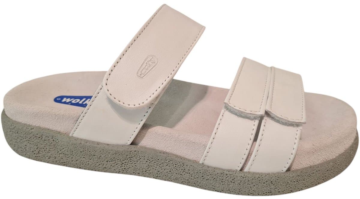 Wolky - 0050130 100 Dames Slippers Slides Voorgevormd Voetbed Klittenbandsluiting Wit