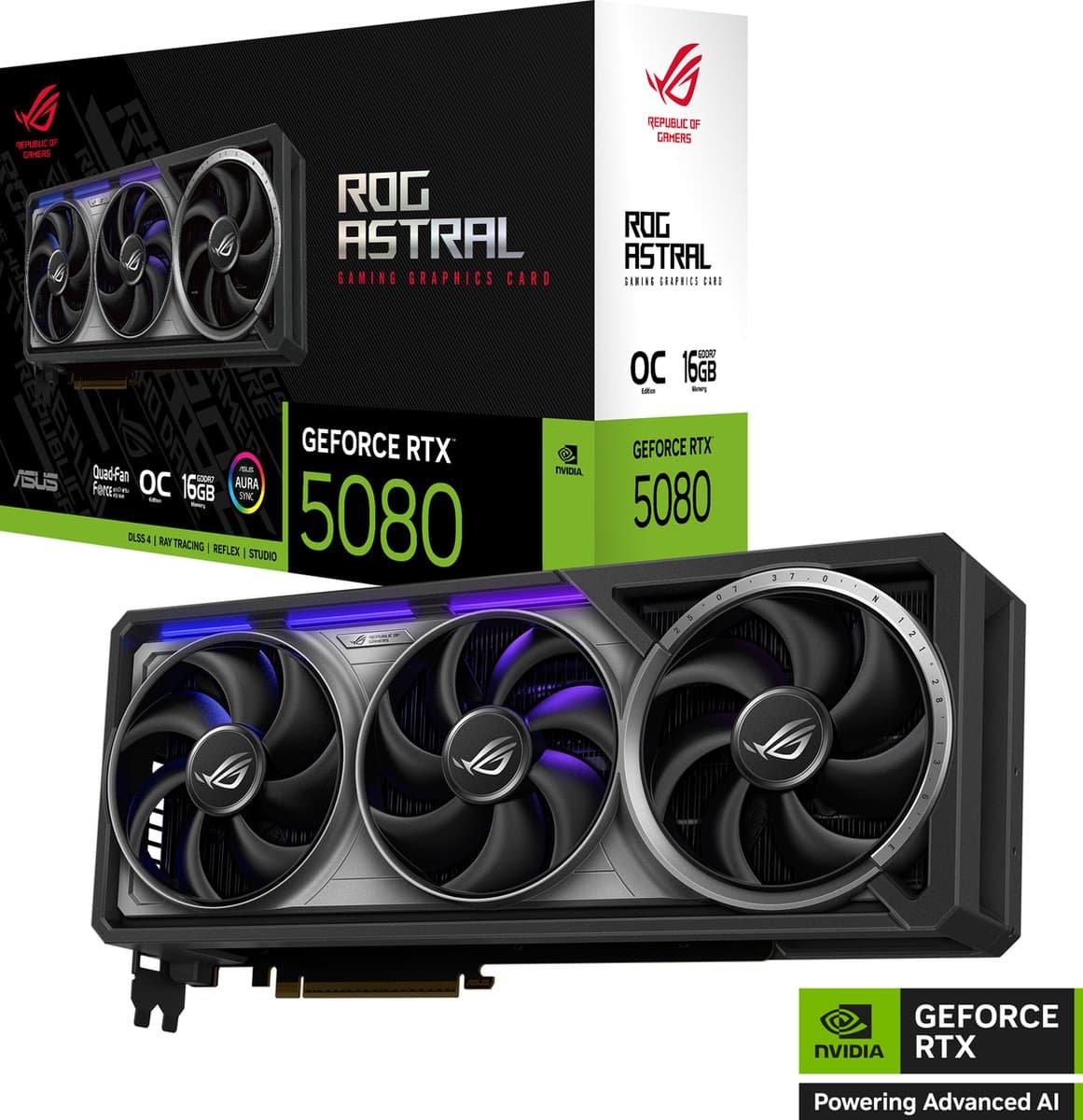 ASUS ROG Astral NVIDIA GeForce RTX 5080 O16G - Videokaart - 16GB - GDDR7 - PCIe 5.0 - 2x HDMI 2.1b - 3x DisplayPort 2.1a