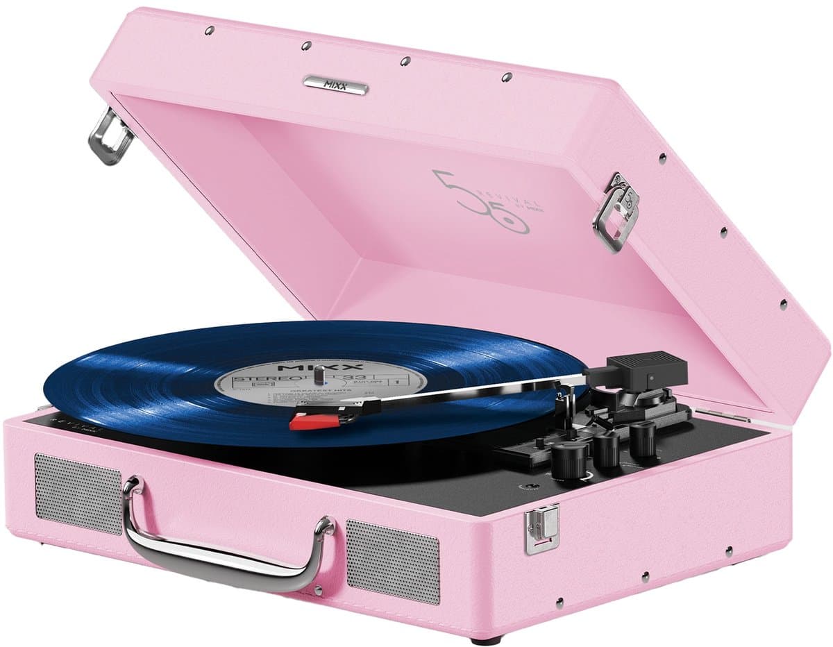 Mixx Revival 55 Stereo Vinyl - Platenspeler - Bluetooth - 33/45 RPM - Draagbare Koffer - Roze
