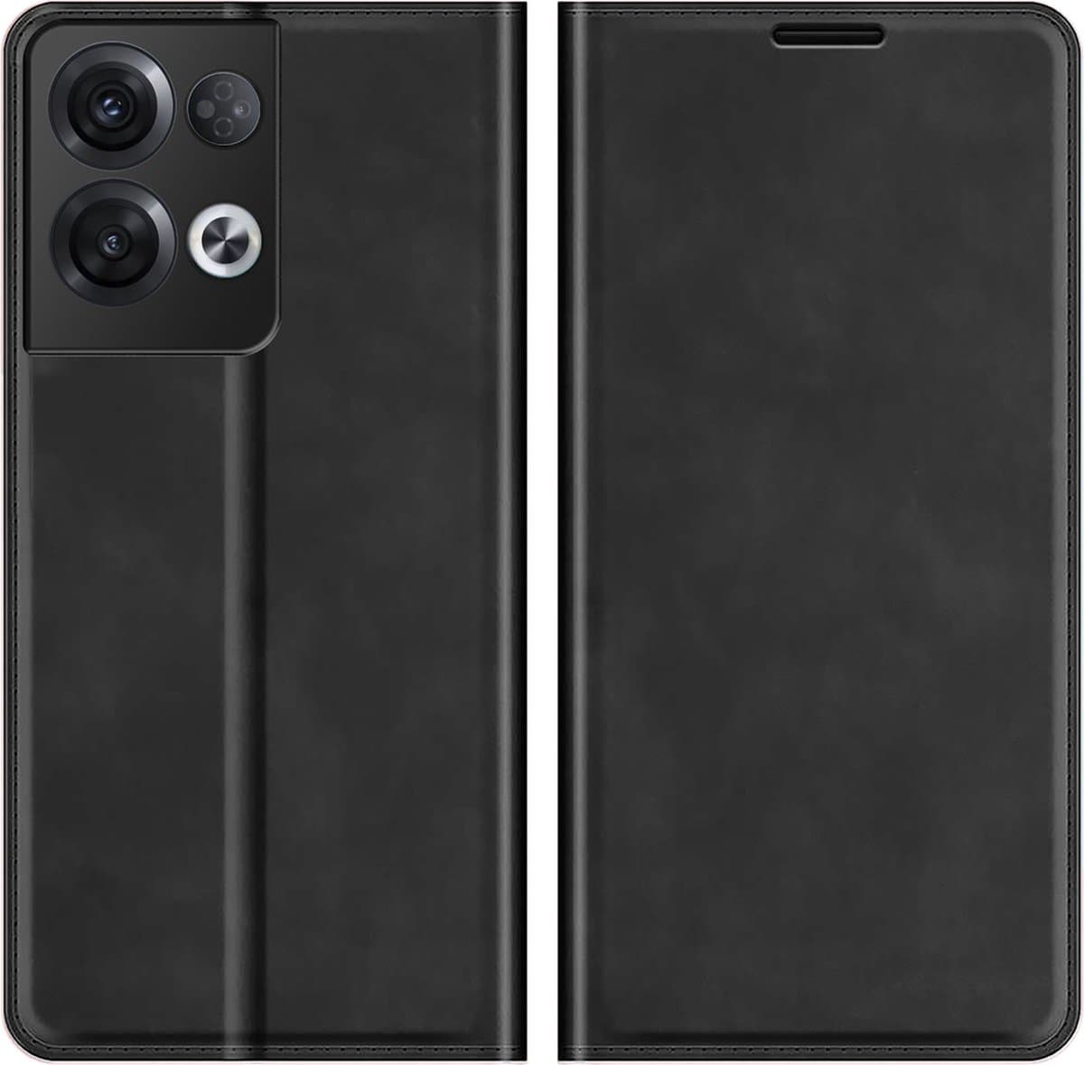 Just in Case hoesje geschikt voor Oppo Reno8 Pro - Hoesje met Pasjeshouder - Luxe Book Case - Zwart