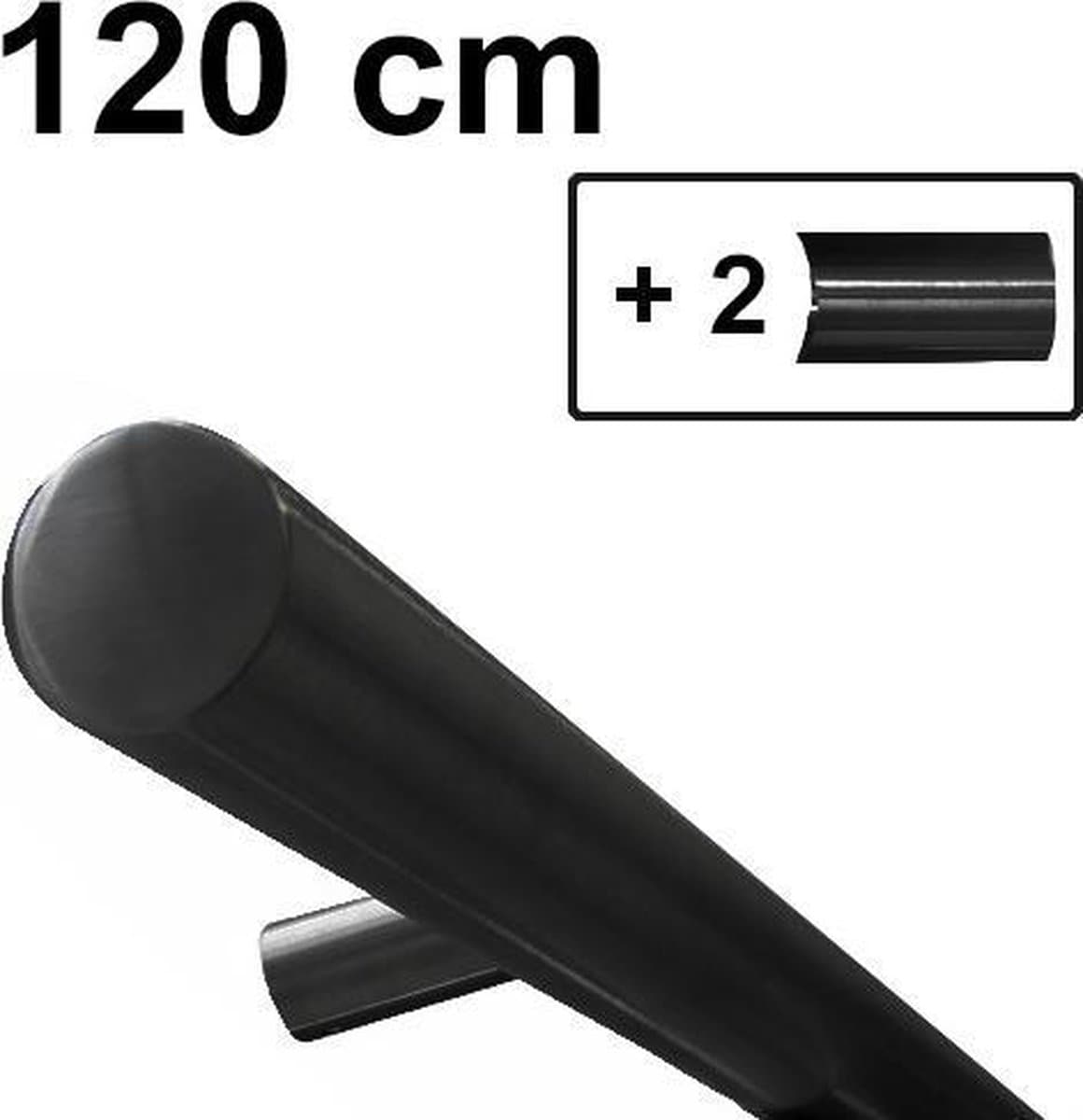 IVOL Design trapleuning zwart 120 cm met 2 houders