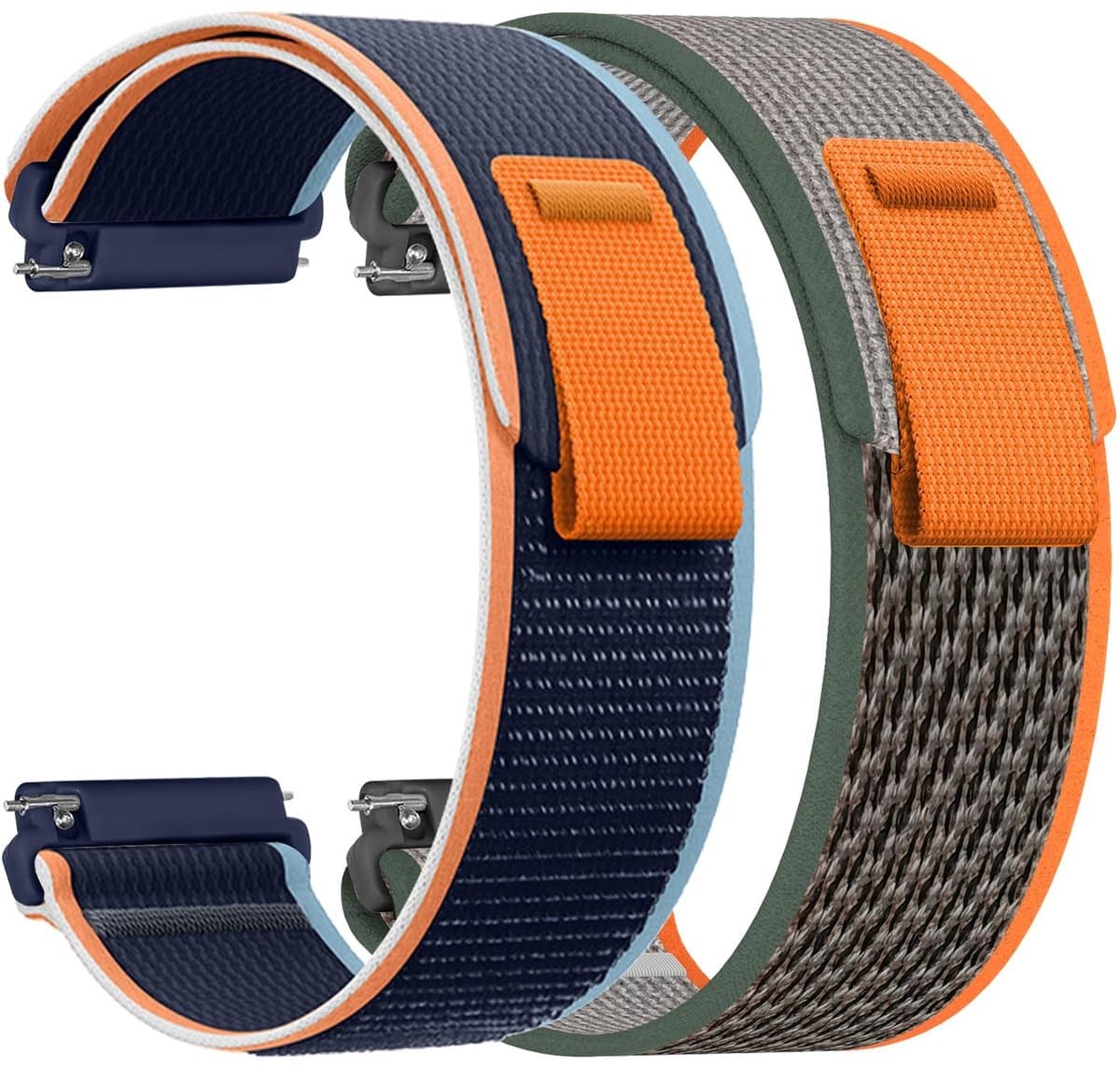 Cosensi - Dailygoods - Dailygoody - Nylon Sportarmband - Verstelbare Polsband - Universeel - 22 mm - Compatibel met Garmin en Samsung - 2 Stuks in Oranje en Blauw