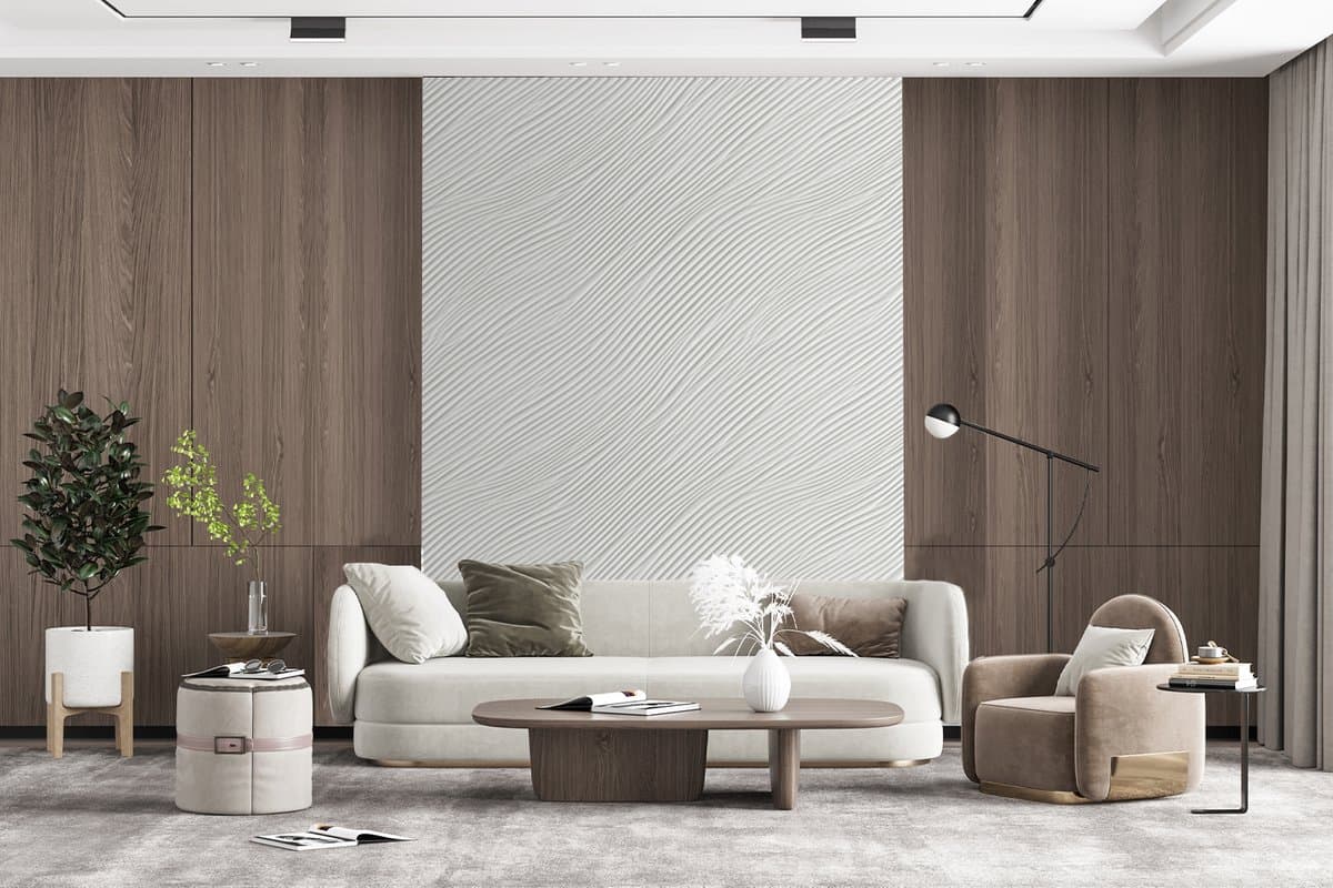 Behang - Fotobehang Golven - Ribbels - Wit - Breedte 205 cm x hoogte 280 cm