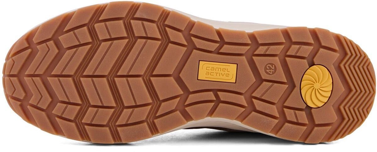 camel active Sneaker van leer en textiel - Maat menswear-47 - zand
