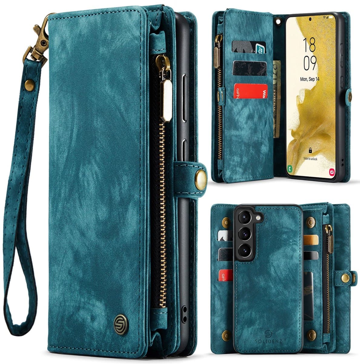 Geschikt Voor Samsung Galaxy A15 Hoesje Wallet - Solidenz Wallet Case A15 - Telefoon hoesje A15 - Portemonnee hoesje A15 - 2 in 1 Hoes - Uitneembare Backcover - Blauw
