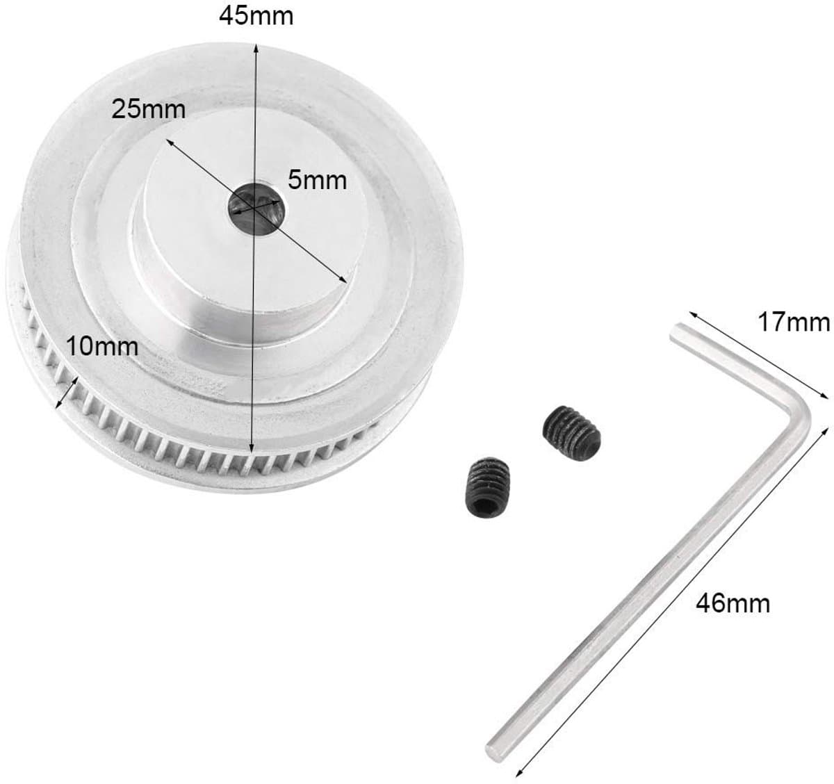 Dailygoods- Steppermotor 60 Tanden - GT2 Tandwielen - 5 mm Bore - 3D Printer - Inclusief Schroeven/Werkzeug - Hoge Precisie - Tandwiel