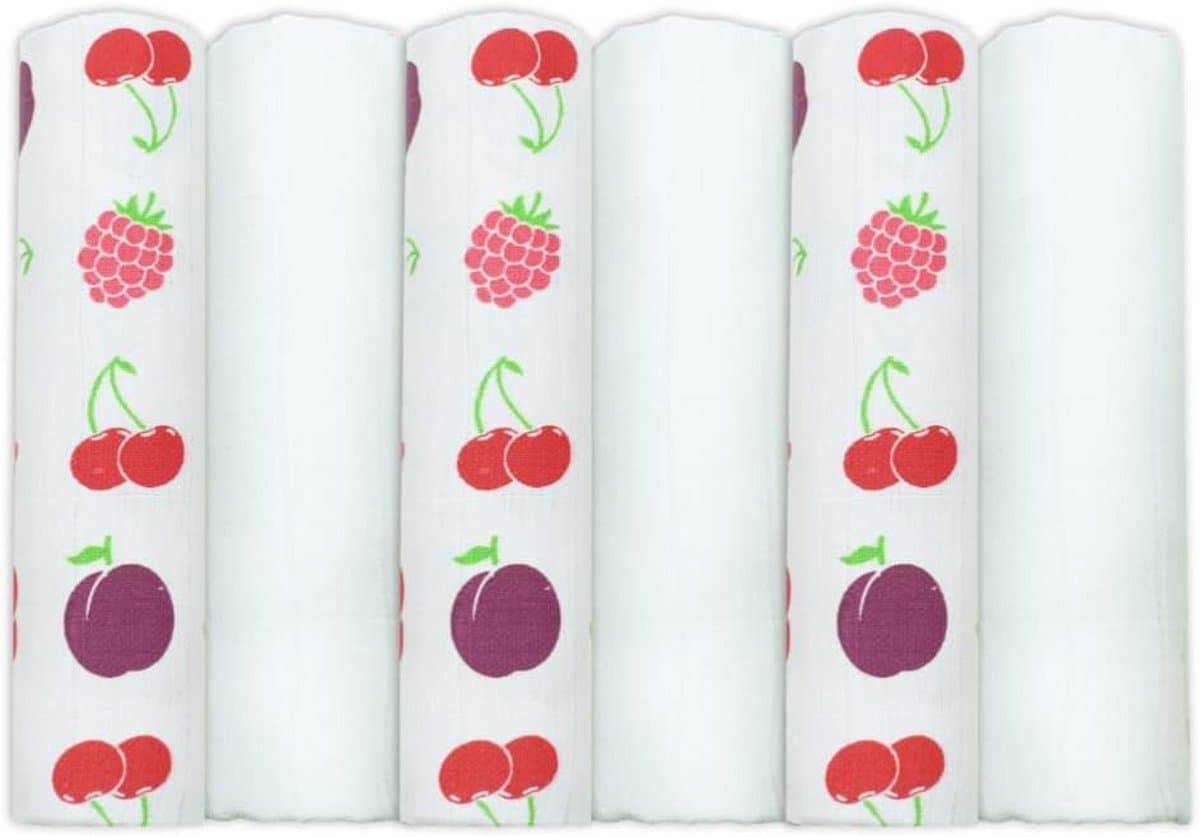 Hydrofiele Doeken - Baby Spuugdoekjes - Baby Verzorging - 100% Biologisch Katoen - 6 stuks 70x70cm - Fruit Mix