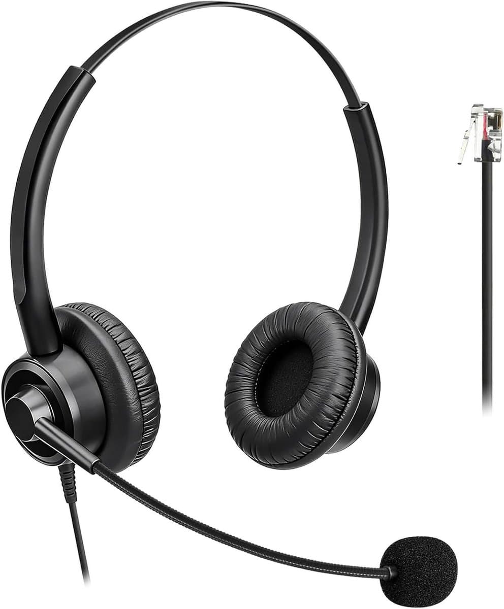 Telefoonheadset Kantoor - Bedrijfsheadset - Professioneel Bellen - Ruisonderdrukkende Microfoon - RJ9 Aansluiting - Zwart