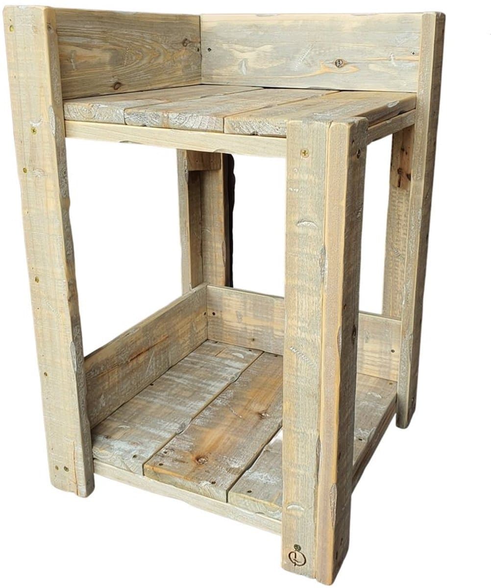 Kattentafel Bijzettafel Old Dutch Steigerhout 59cm - Multifunctioneel Kattenmeubel Nachtkastje Plantentafel - 39x39x59cm