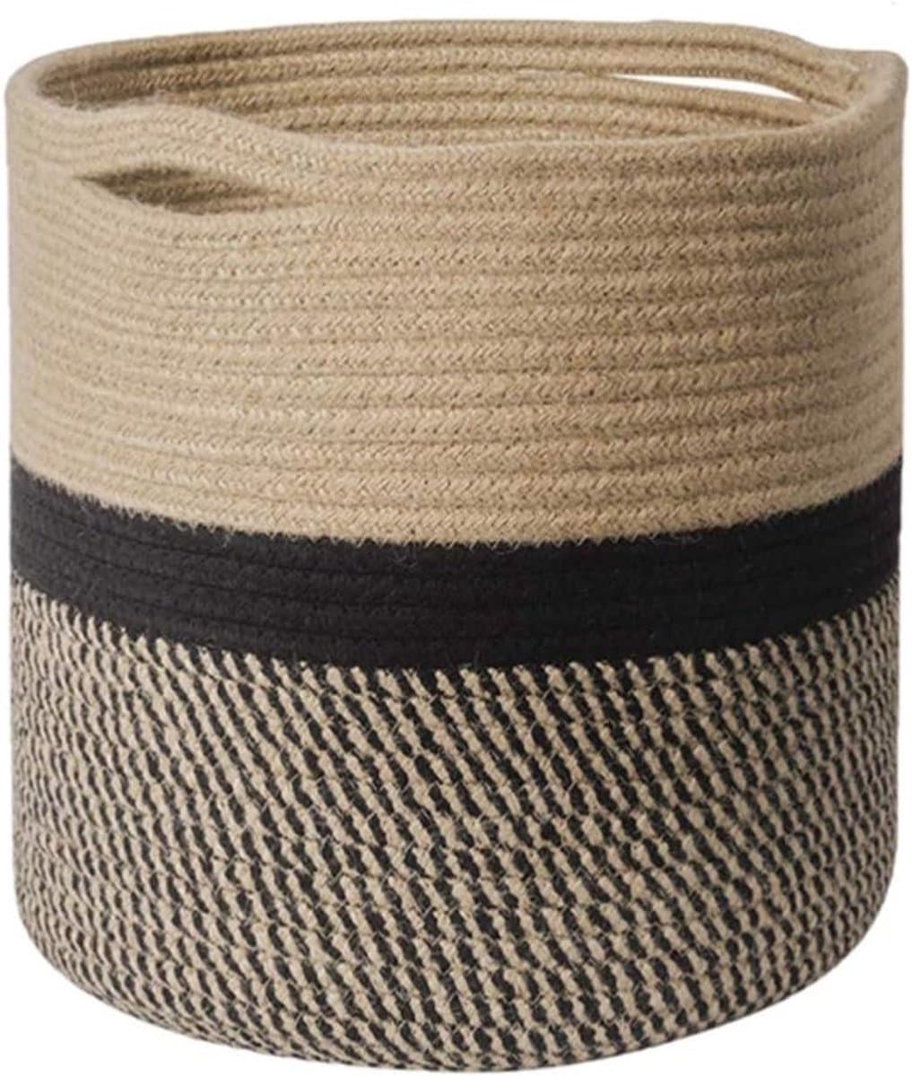 Grote Woven Plant Pot - Moderne Cylinder Mand van Touw voor Bloempotten en Binnenplanten (30cm)