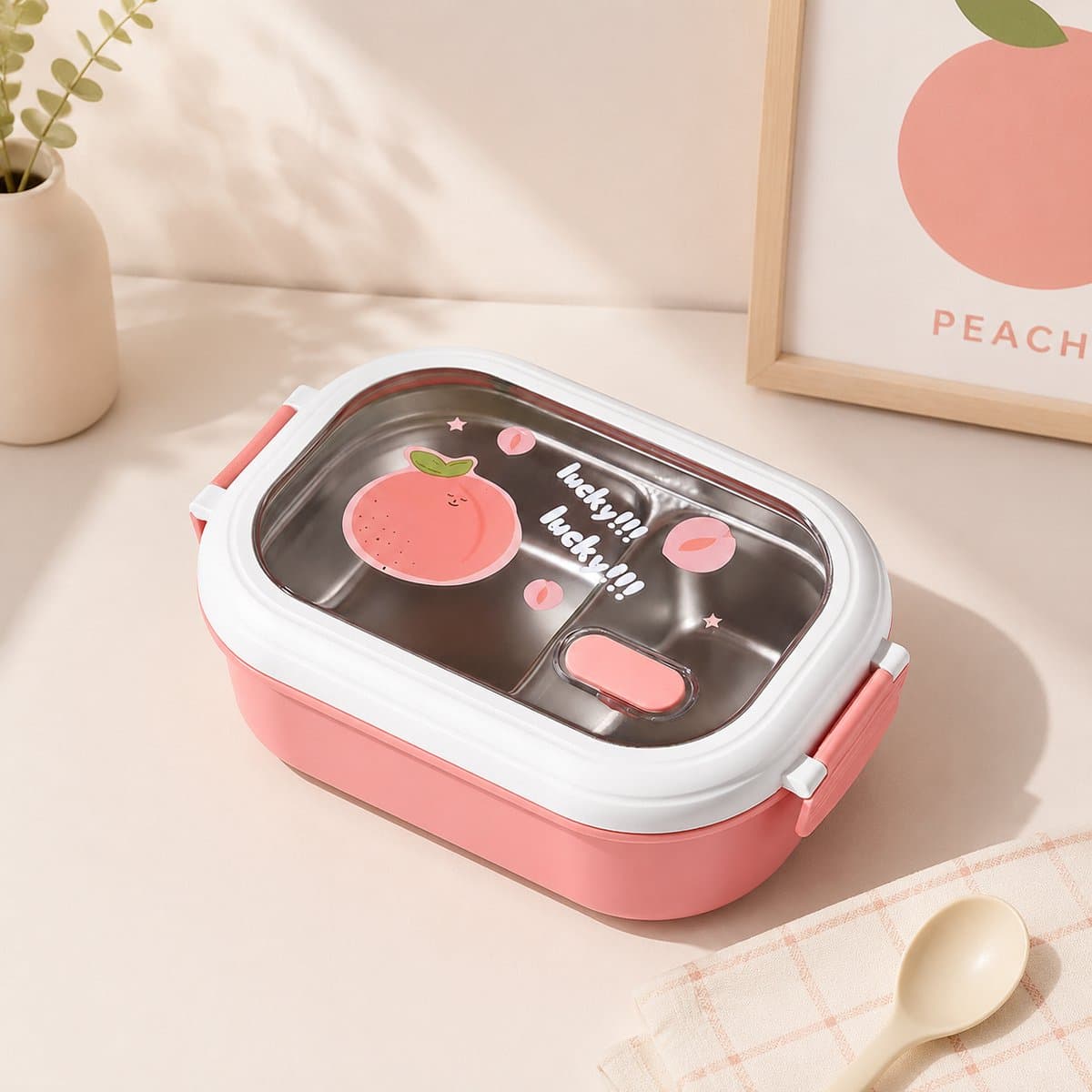 Lunchbox - Lunchbox Roestvrij Staal - Luchtdicht, Lekvrij - Mealprep - Salade lunchbox - Compartimenten - Volwassenen en Kinderen - Duurzame Lunchdoos voor School & Werk - Roze