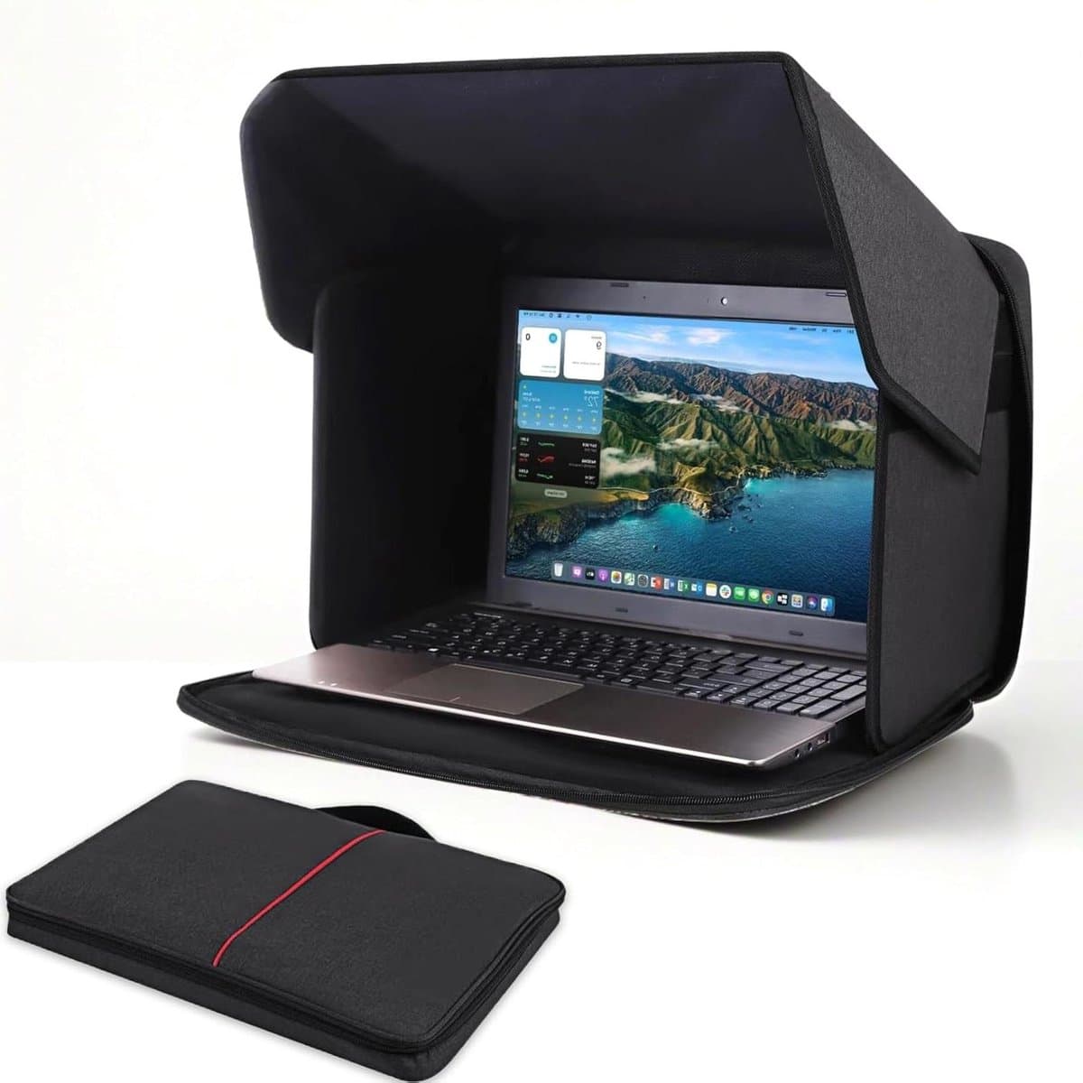 Laptop Zonnescherm - Privacy Scherm Hood - Buiten Werken - Voorkomt Oververhitting - Tot 16 Inch - Grijs