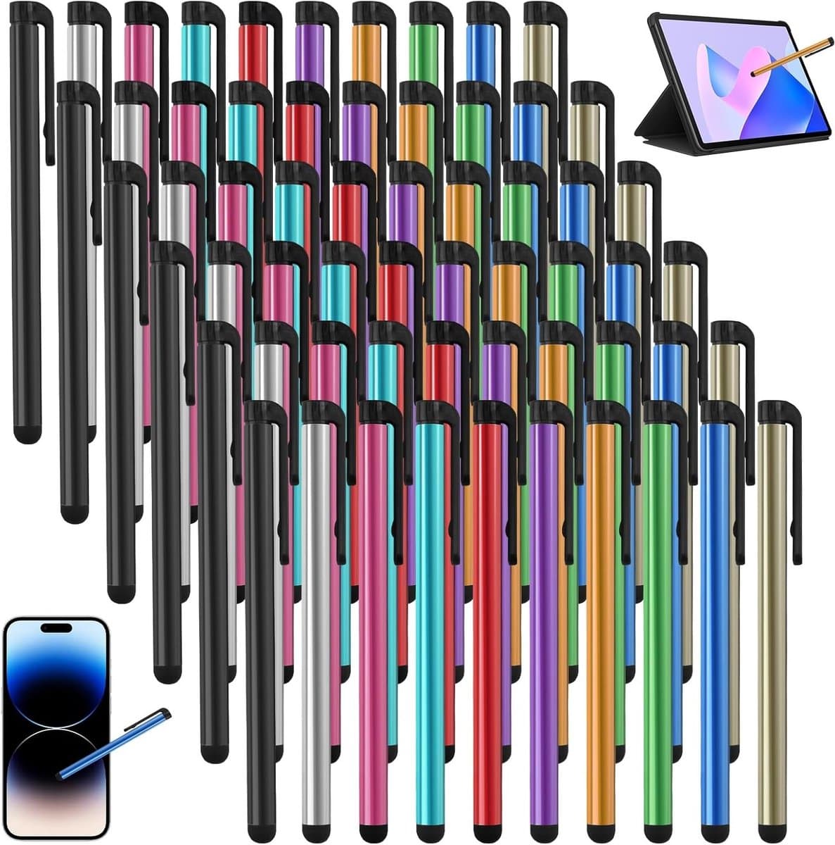 Set van 60 Tablet en Flipchart Stiften voor Mobiele Telefoons, Touchscreens en Tablets zoals iPad en Samsung Galaxy