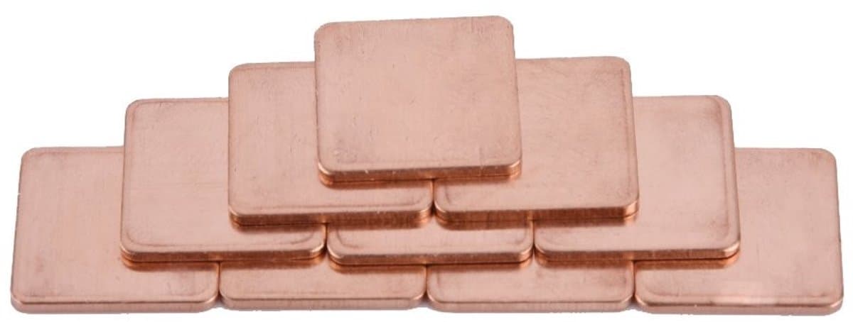 Dailygoods - Koperen Shim - Thermische geleidbaarheid - 10 stuks - 20x20mm - Heatsink - Geschikt voor laptop en desktop - 0,8mm