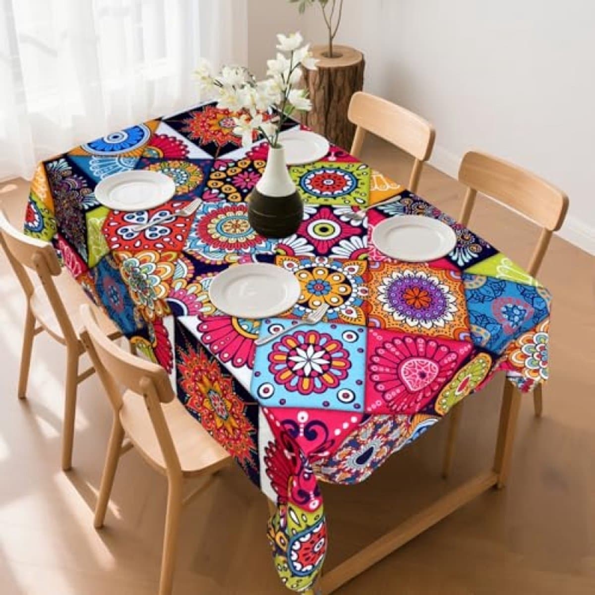 Waterdicht tafelkleed polyester boho-design 140x200 cm - voor buiten, tuin, eetkamer, picknick - PromoHome