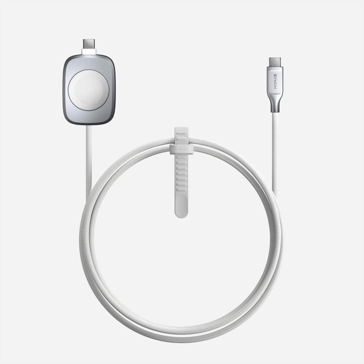Nomad Universeel Kabel voor Apple Watch (1.5m) – Geïntegreerde Apple Watch Oplaad Puck – Snelladen van Apple Watch, AirPods en USB-C Apparaten – Compatibel met Apple Watch Serie 1-10, SE, Ultra en Ultra 2 - Wit