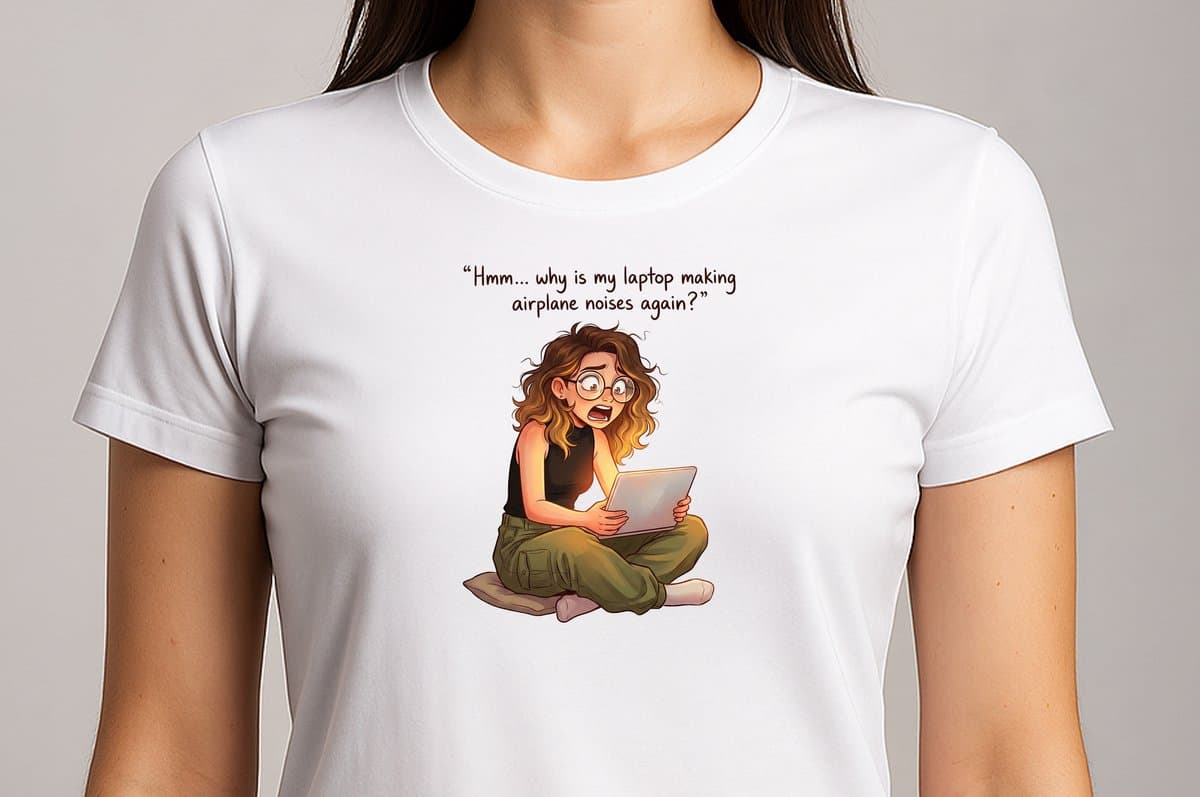 why is my laptop making airplane noises again - T Shirt - cute - kawaii - Gift - Cadeau - schattig - schattigdesign - liefdesign - pastelkunst