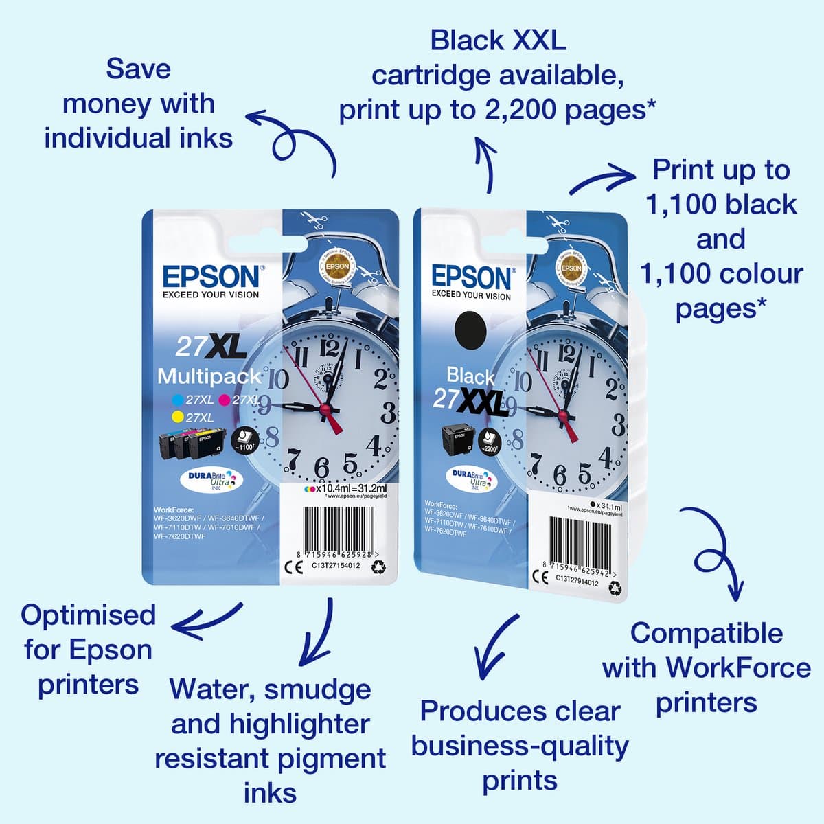 Epson enkelverpakking zwart 27XXL DURABrite Ultra inkt
