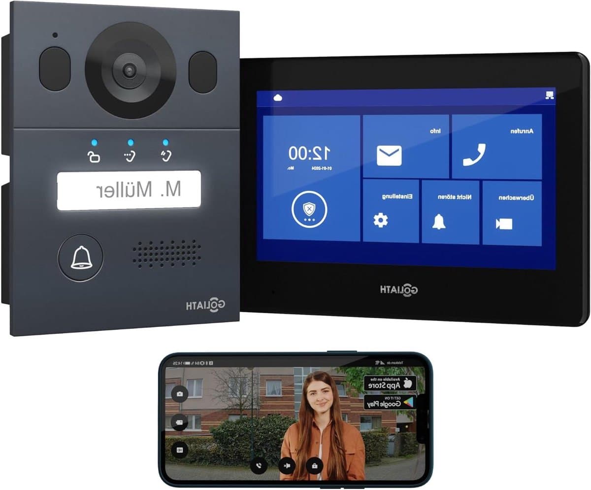 Video Deur Intercom - Beveiligingssysteem - Huis Beveiligen - App Bediening - 7 Inch Monitor - Zwart