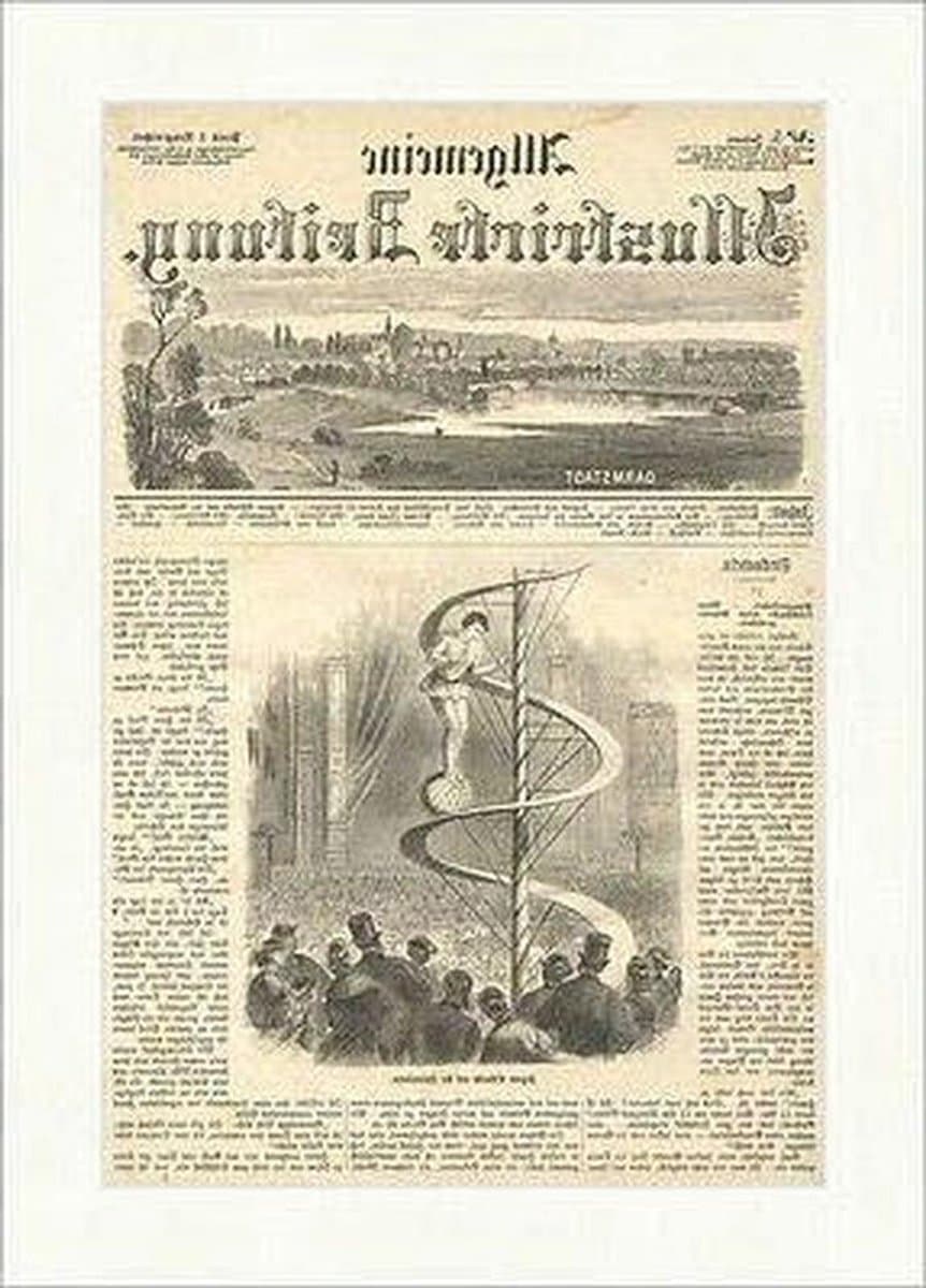 Houten steek - Oude print - Decoratie aan muur - Origineel uit 1866 - 24 x 36 cm - Bruin