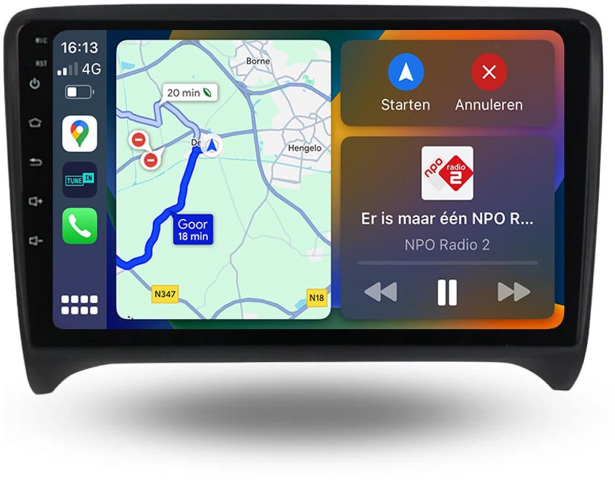 BG4U - Android Navigatie Radio geschikt voor Audi TT MK2 2006-2014 met Draadloze Apple Carplay en Android Auto Draadloos