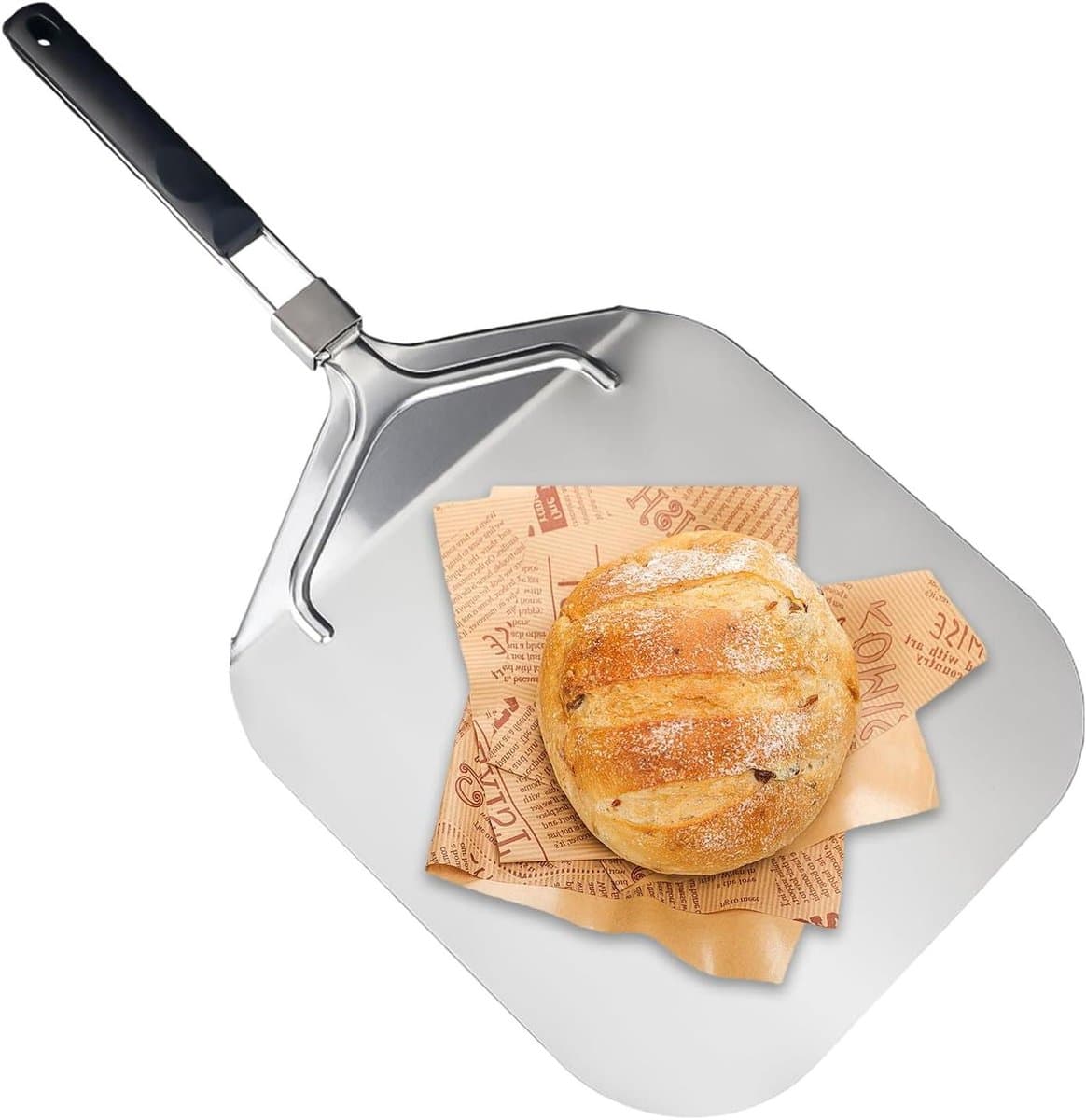 Pizzapeddel van metaal, lichte pizzaschep met lange steel, bakschep, aluminium spatel, roestvrijstalen bakschep, ovenschep, keuken en pizzeria