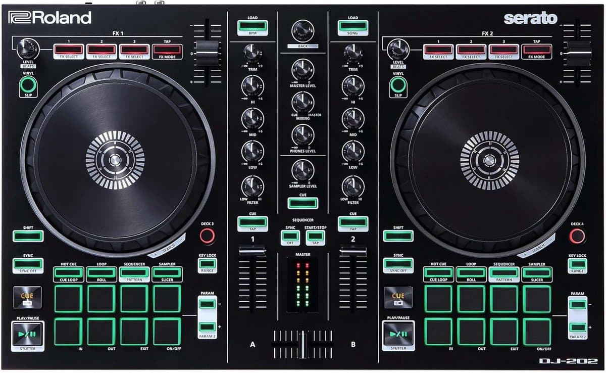 DJ Controller - Muziek Mixer - Muziek Maken - Ingebouwde Drumcomputer - 2 Kanalen - Zwart