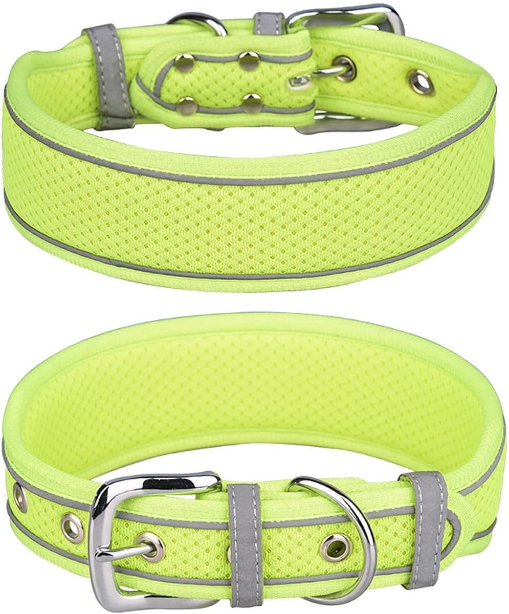 Dailygoods- Hondenhalsband Ademend - Reflecterende Hondenhalsband - Zacht Gewatteerd - Verstelbaar - Mesh Stof - Geschikt voor Nek 39-61CM - Hondentuig