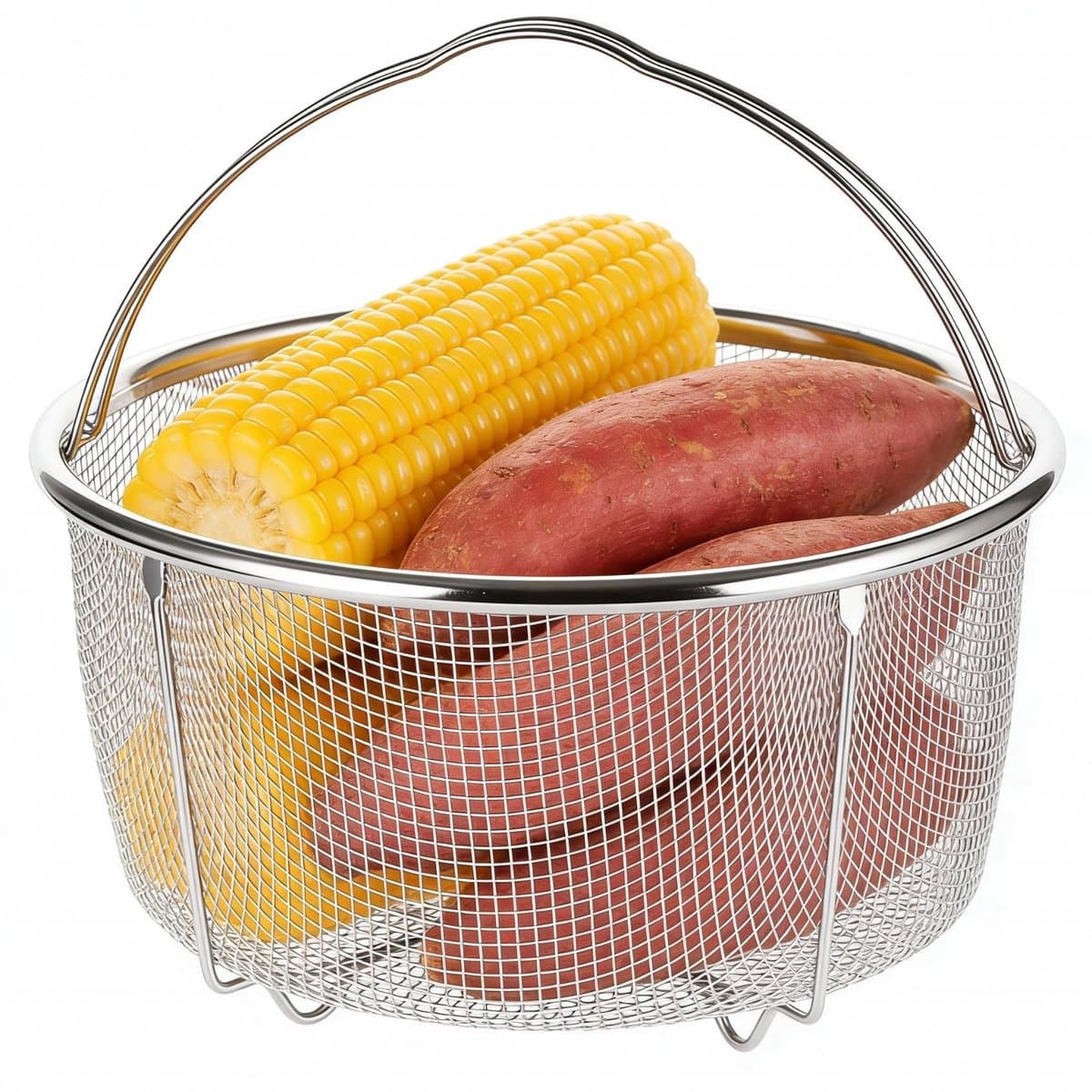 Dailygoods- Stomende Mand Roestvrij Staal 18cm - Mesh Stoommandje - Multifunctioneel Keukengerei - Koken - Groentestomen - Voedselveilig Materiaal - Stoommand