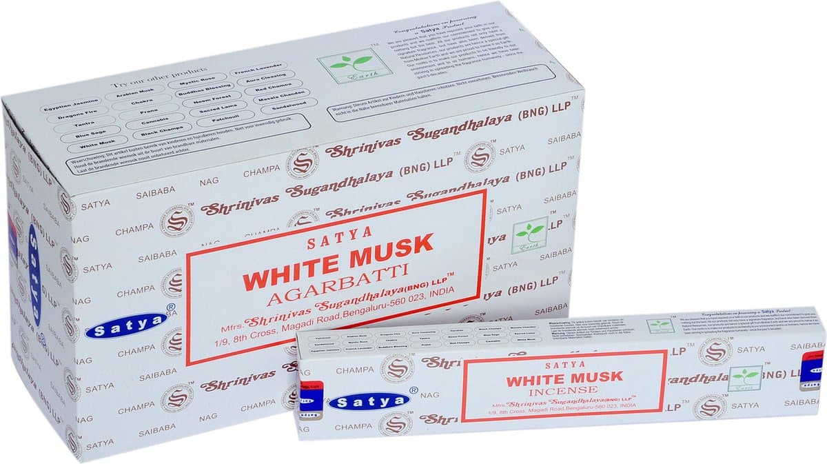 Satya - white musk - wierook - doos 12 pakjes van 15 gram