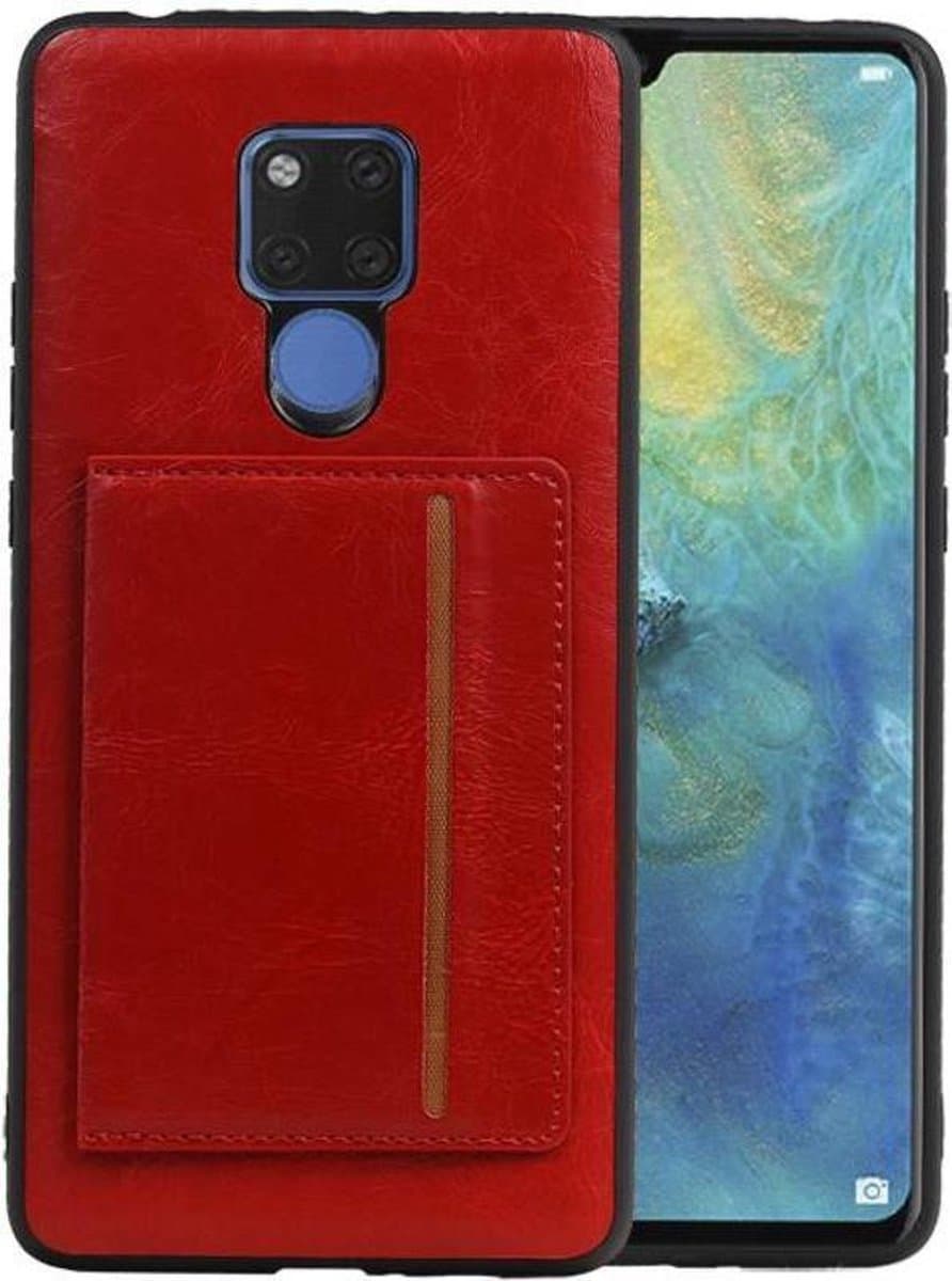 Rood Staand Back Cover 1 Pasjes voor Huawei Mate 20 X