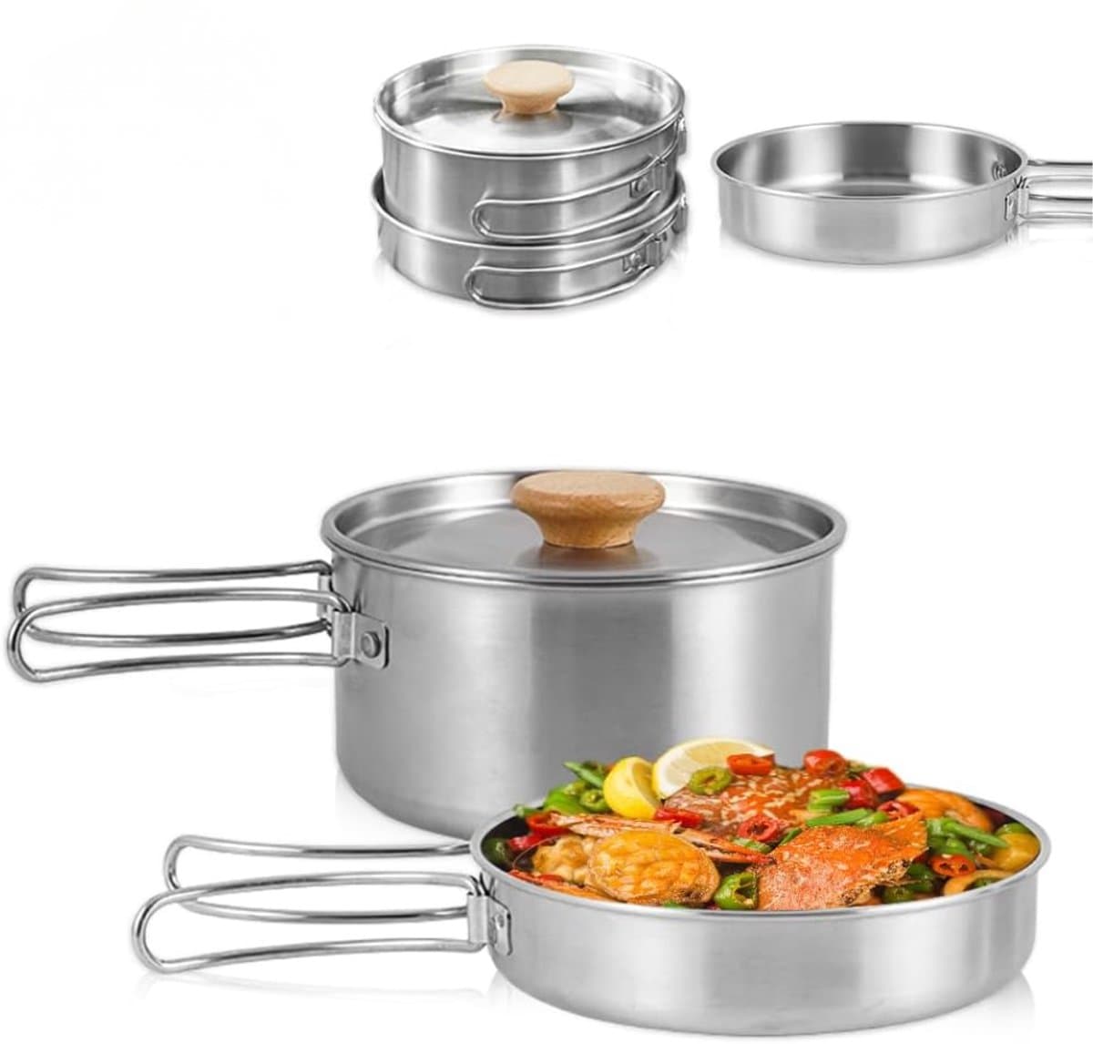 DYVNS® Camping Pannenset - Kookset - Kamperen - Campingpan - RVS