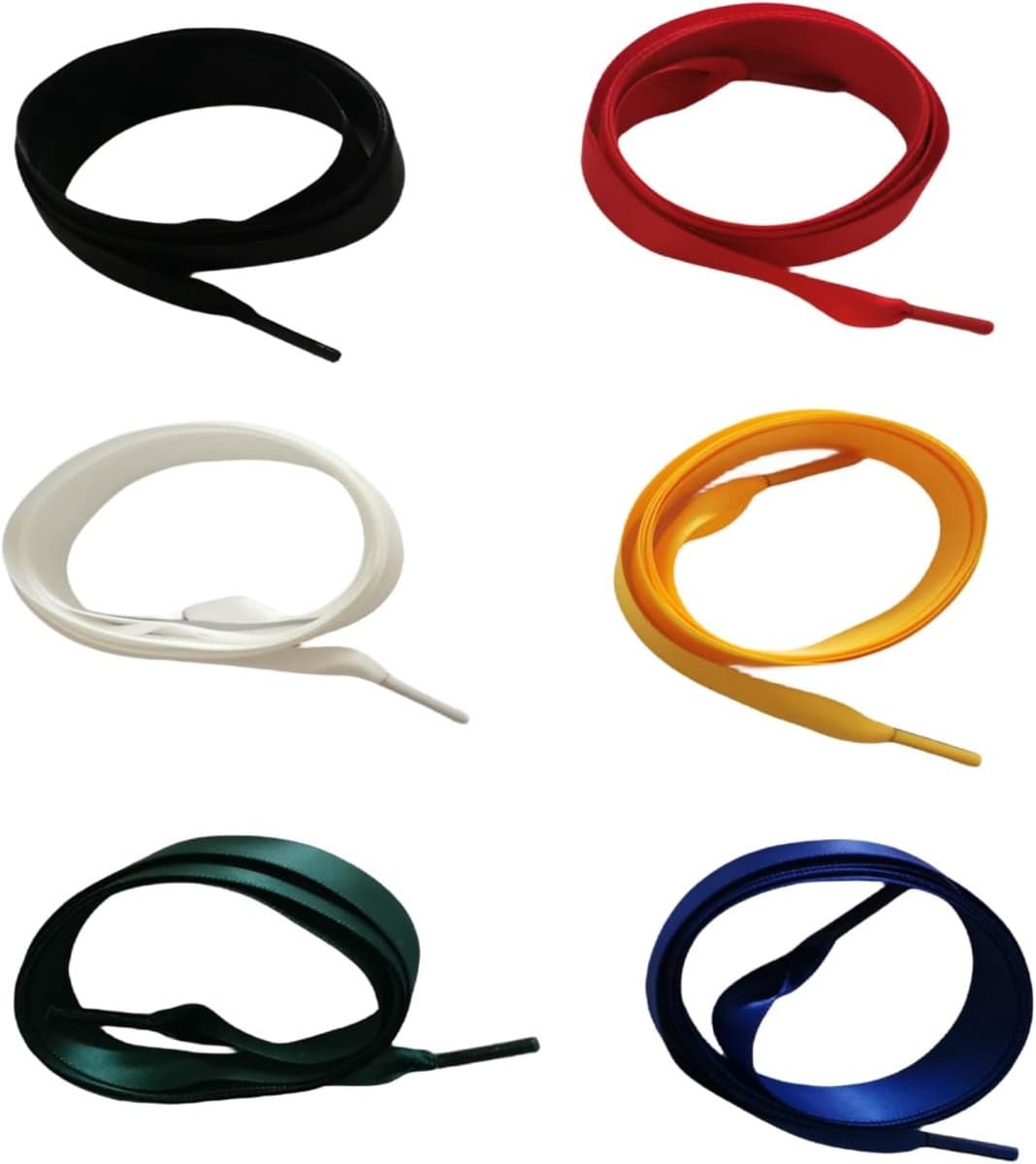 platte veters, 6 paar, kleurrijke schoenveters, satijnen veters voor sportschoenen, loopschoenen, bergschoenen, sneakers (130 cm, 2 cm breed, 6 kleuren)