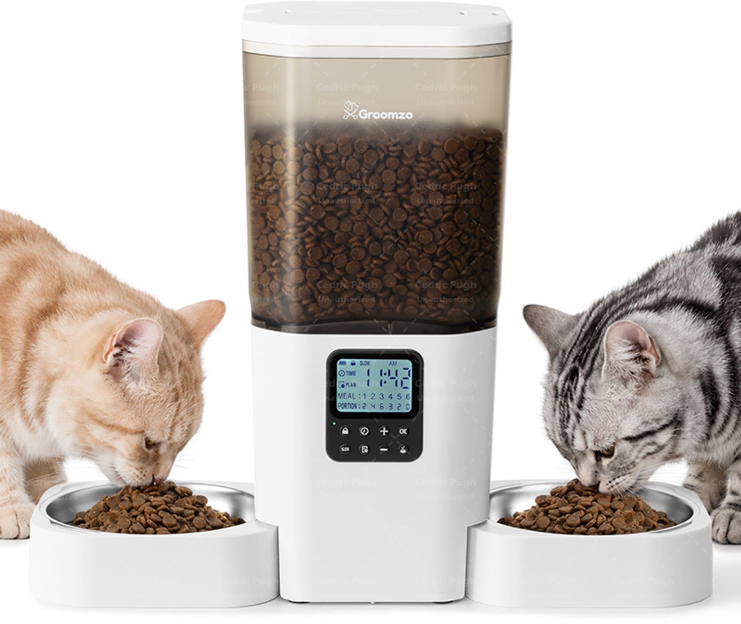 Automatische Voerbak Kat voor 2 Katten – 7L Dubbele Voerbak – Slowfeeder Kat – Voerautomaat Kat – Antischrokbak Kat – Anti Schrokbak – Voerdispenser Kat – Groomzo