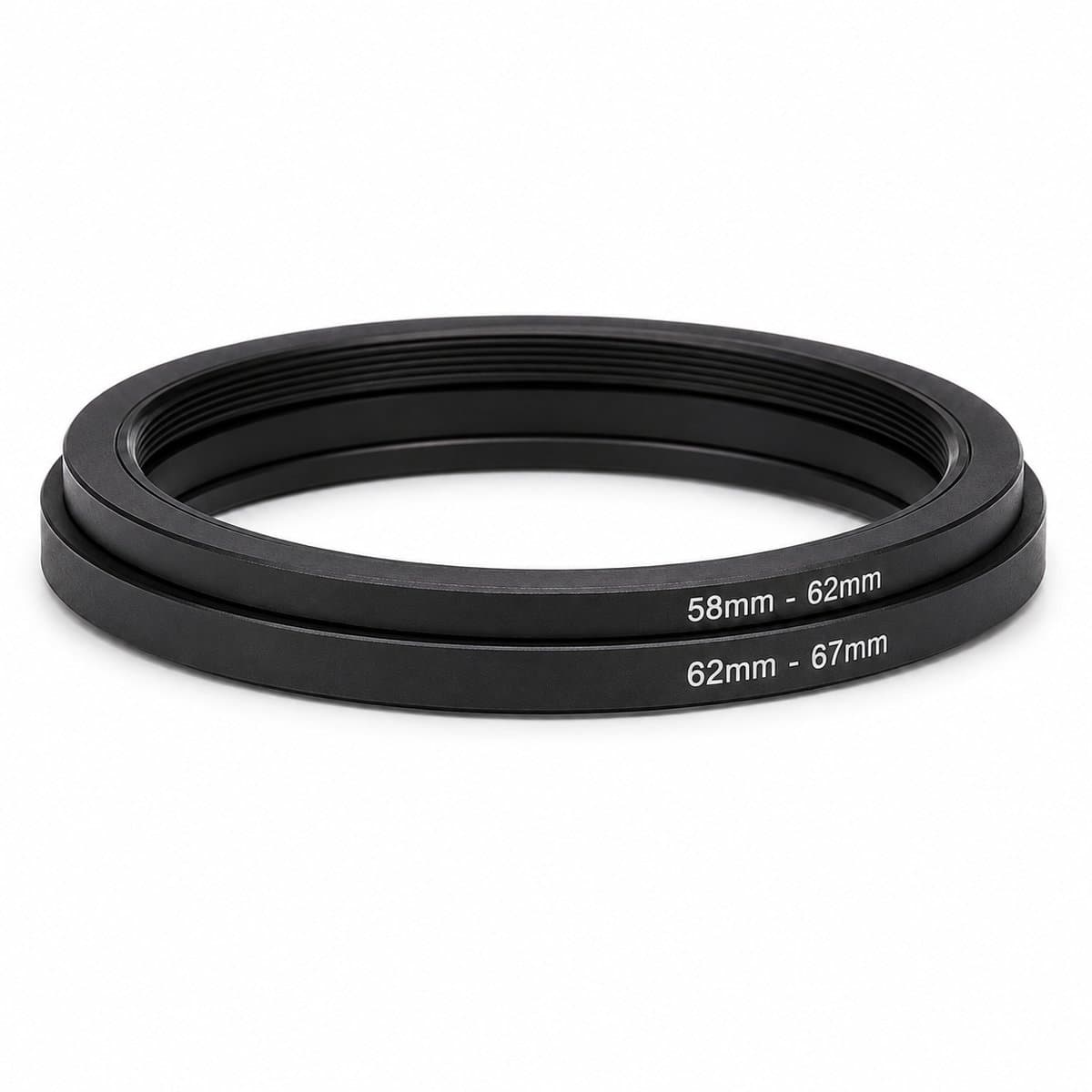 Step Up Filter Adapter 58 naar 67 mm - 2-Delige Lens Filter Adapter Set - 58-62 + 62-67 mm - Camera Lens Filter Verloopringen voor Grotere Filters